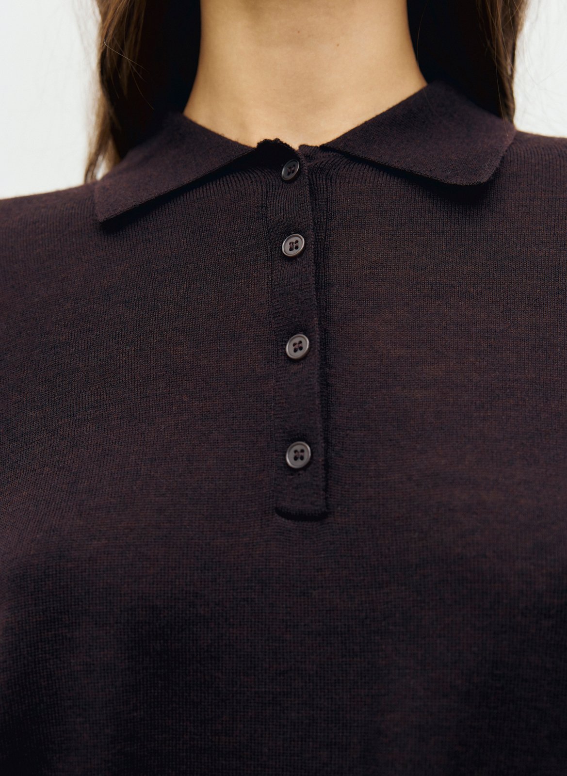 Polo droit manches longues en laine GERARD DAREL Marron