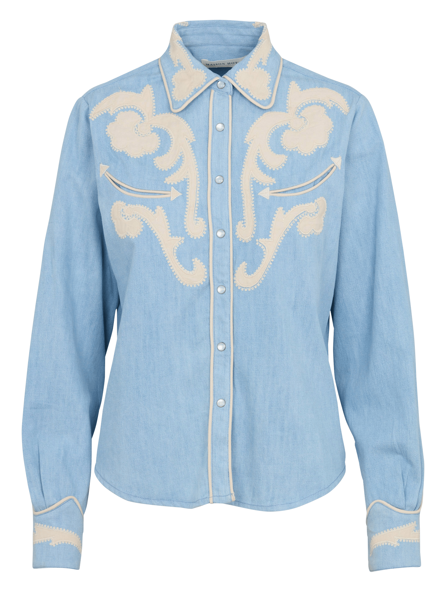 Chemise en jean avec broderies en coton MAISON HOTEL Bleu