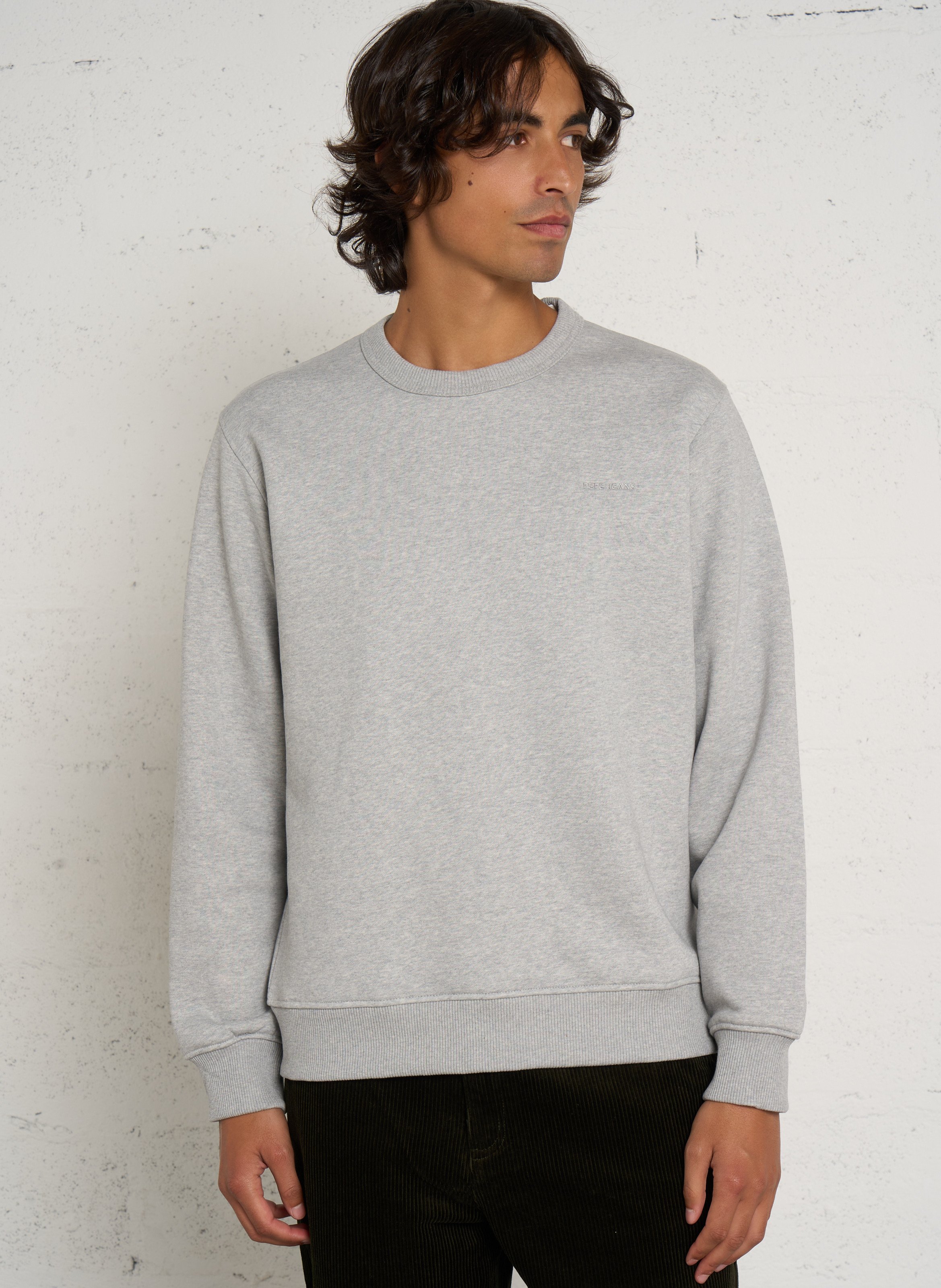 Einfarbiges Sweatshirt aus Baumwolle PEPE JEANS Grau