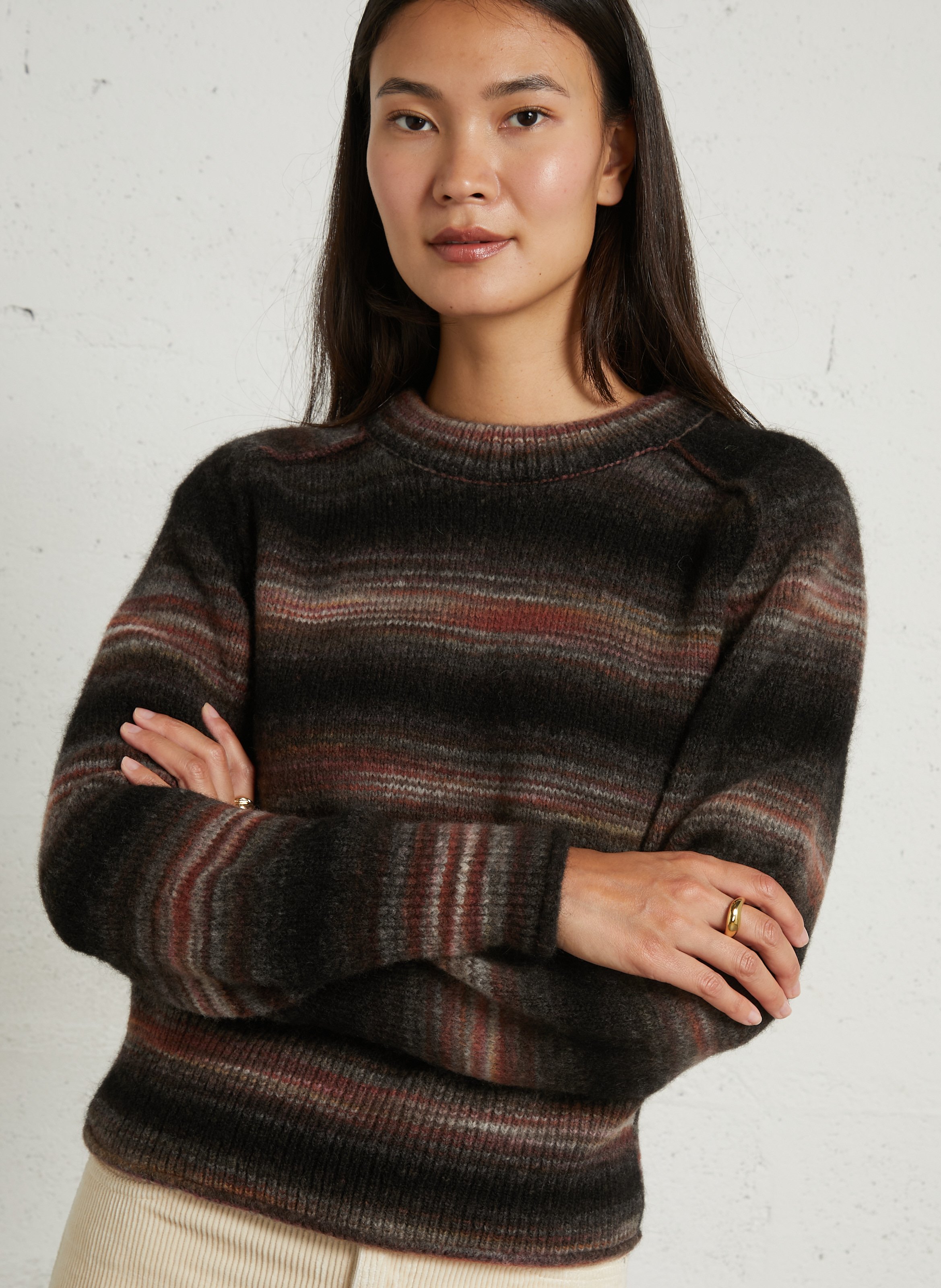Gerade geschnittener Wollmix-Pullover LEON & HARPER Braun