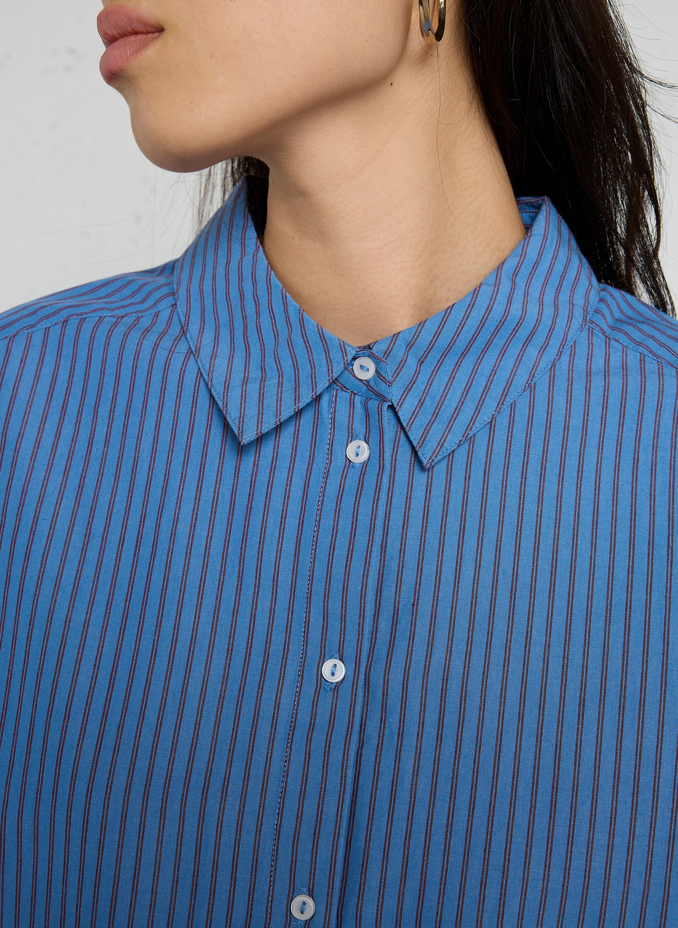 Chemise ample col classique rayée en coton SUD EXPRESS Bleu