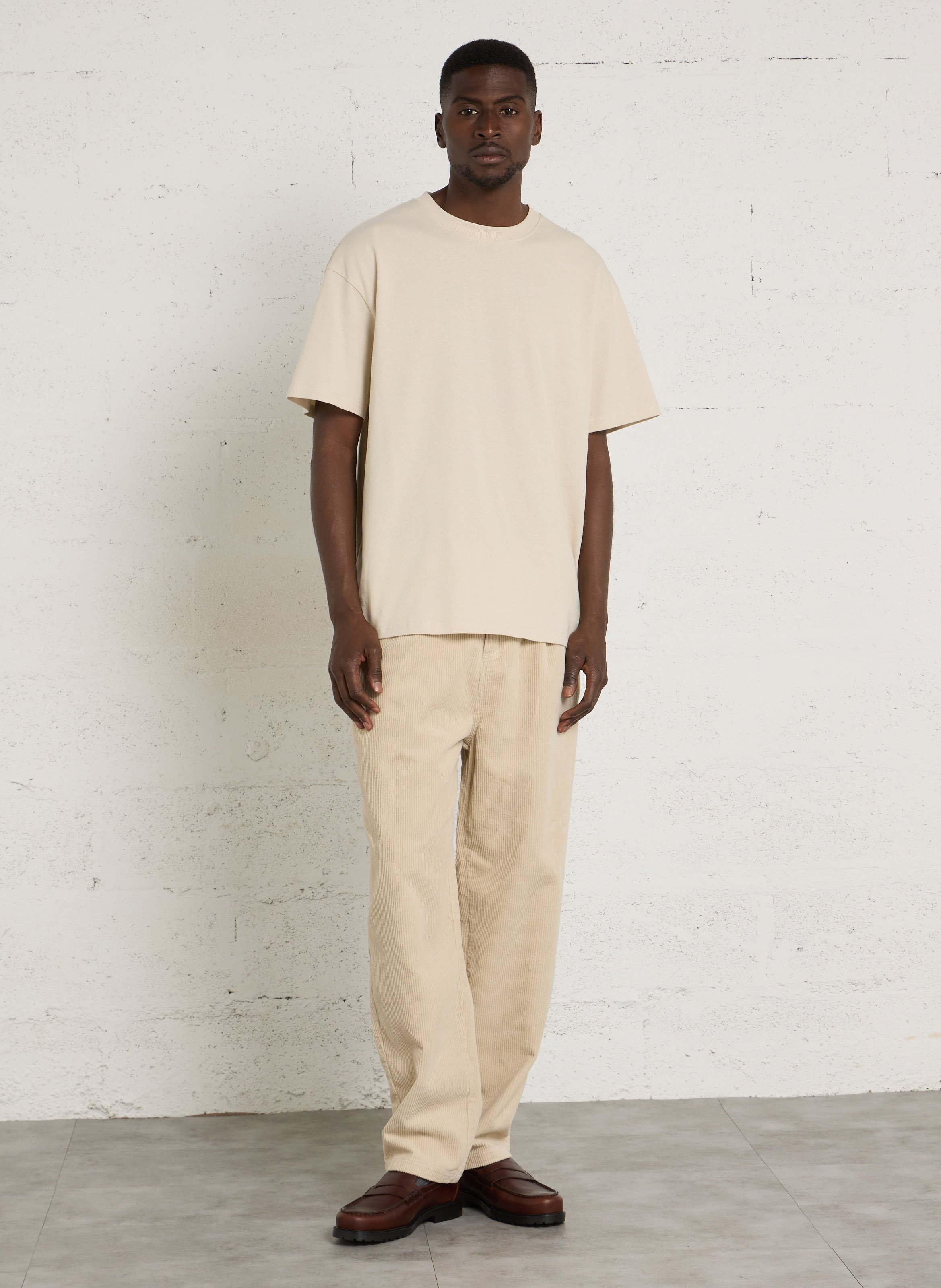 Rundhals-T-Shirt aus Baumwolle SOLID Beige
