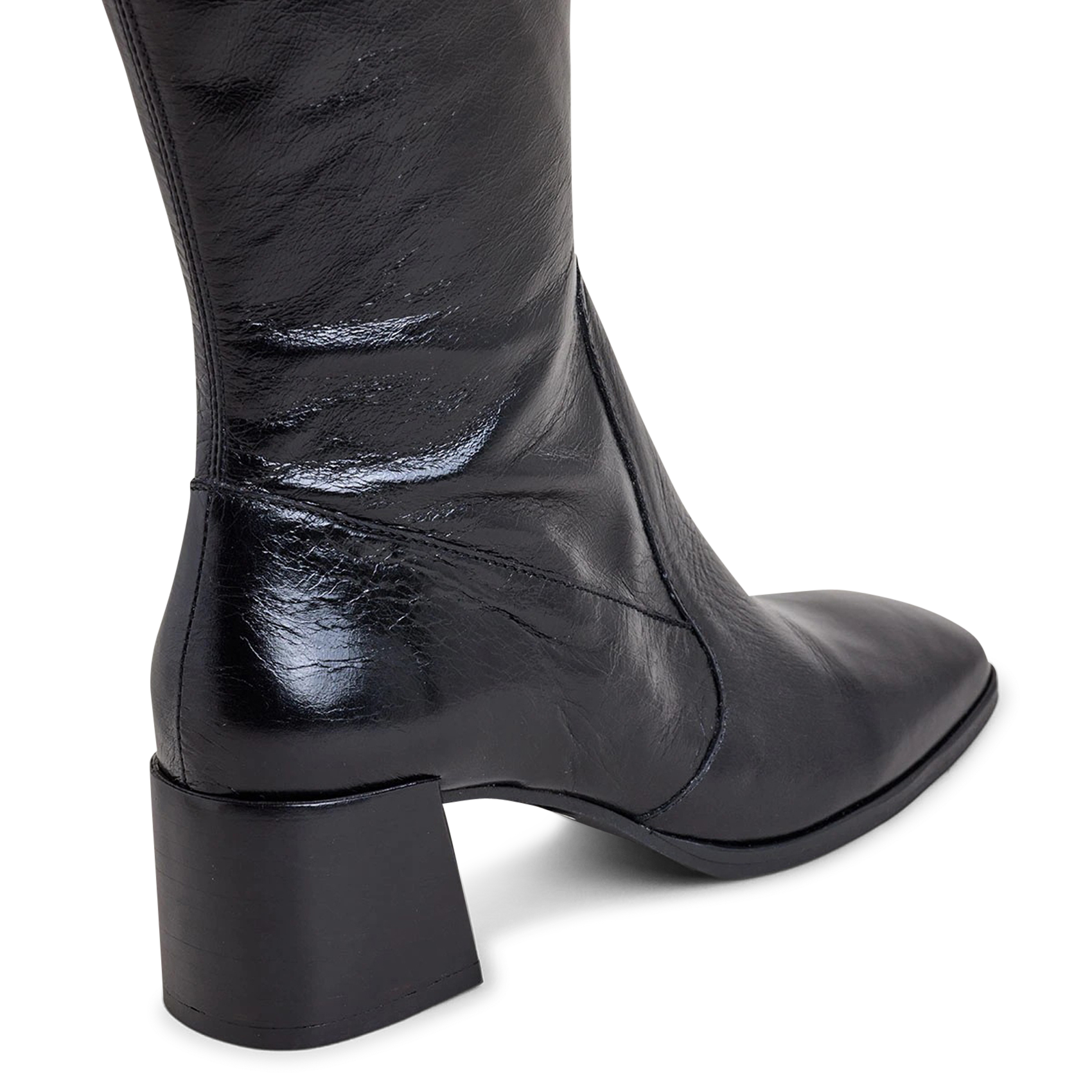 Black distressed leather square-toe boots JONAK Black