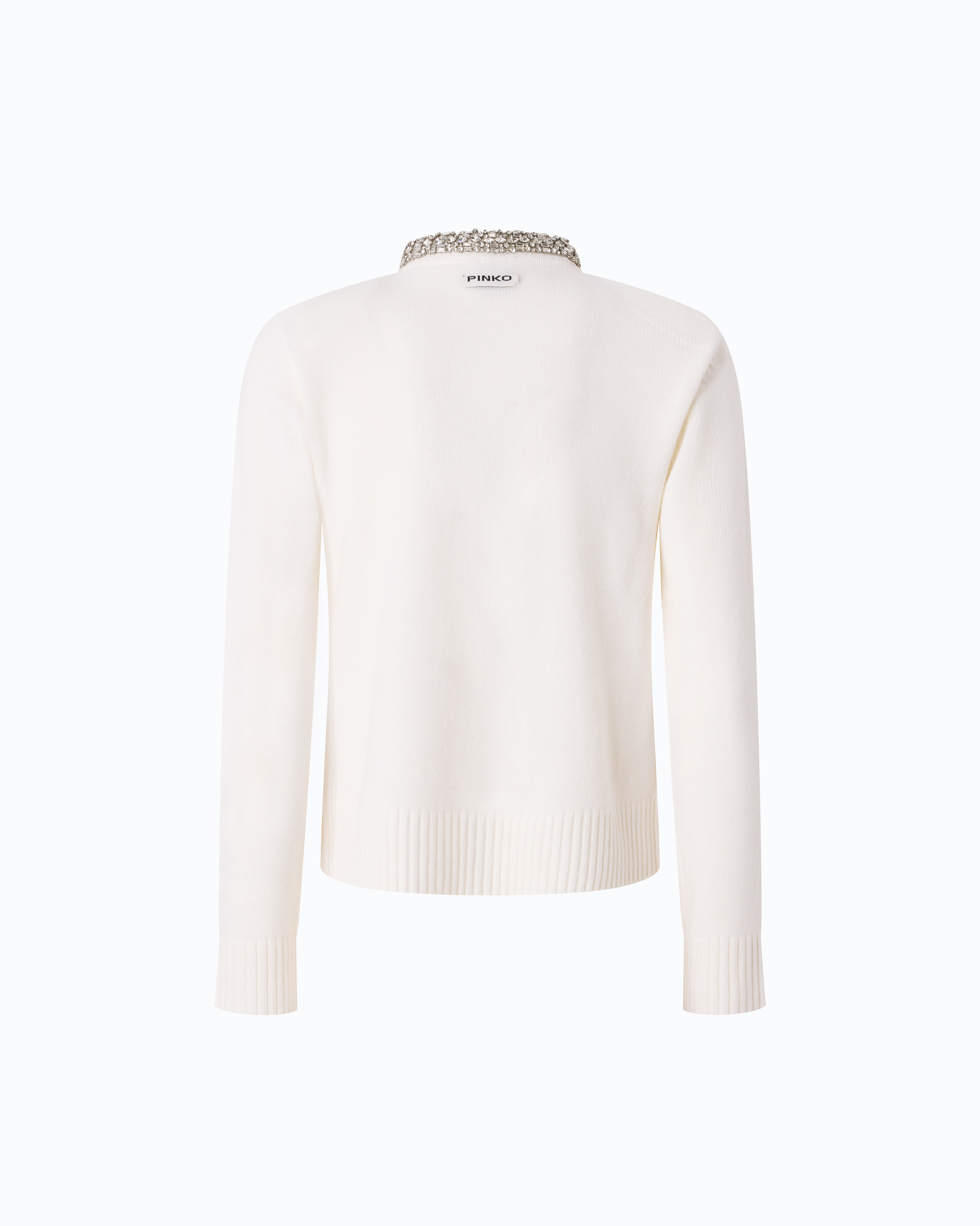 Jewelled Collar Cardigan PINKO White