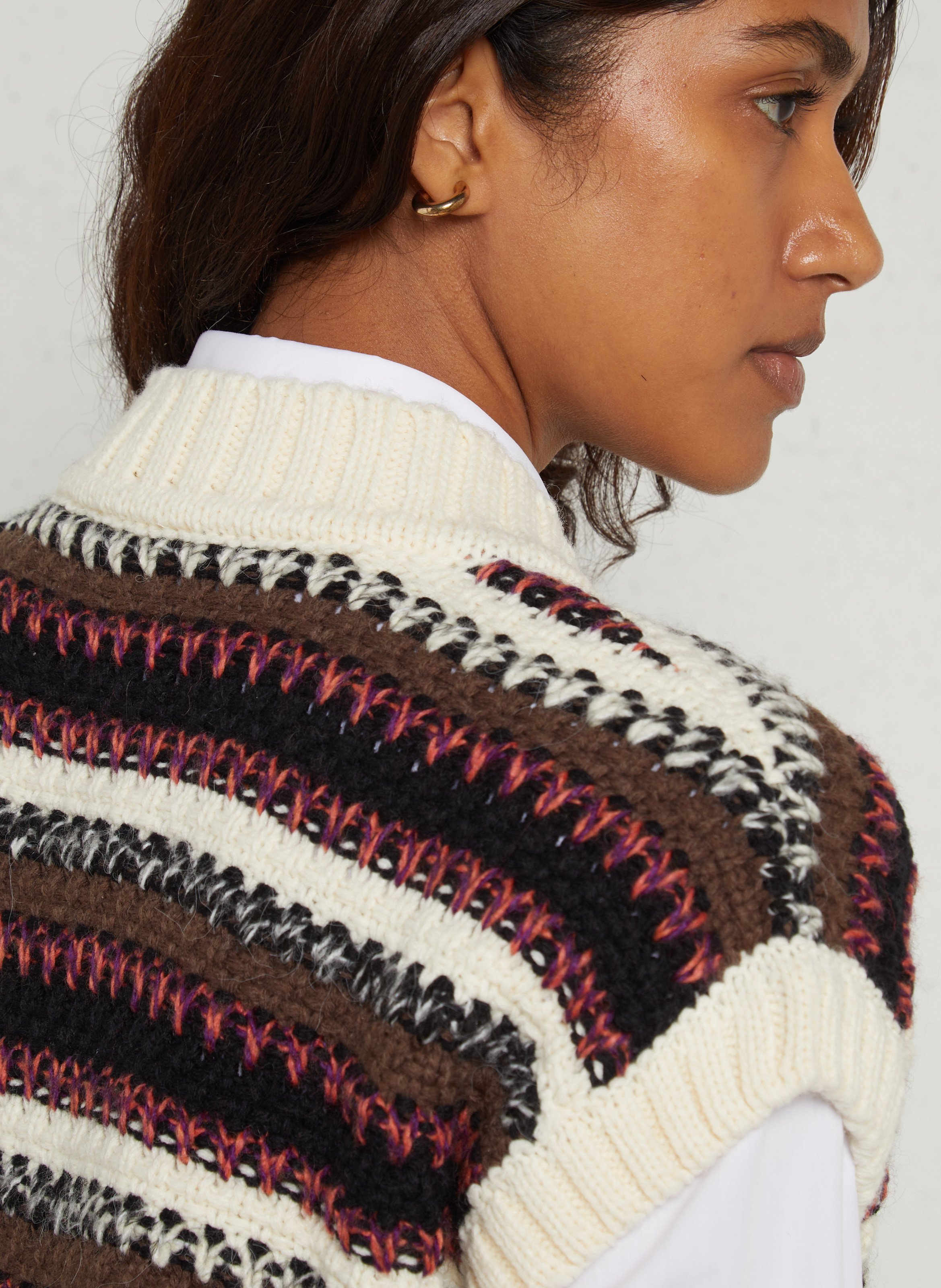 Weit geschnittener Pullover mit V-Ausschnitt MAISON 123 Weiss