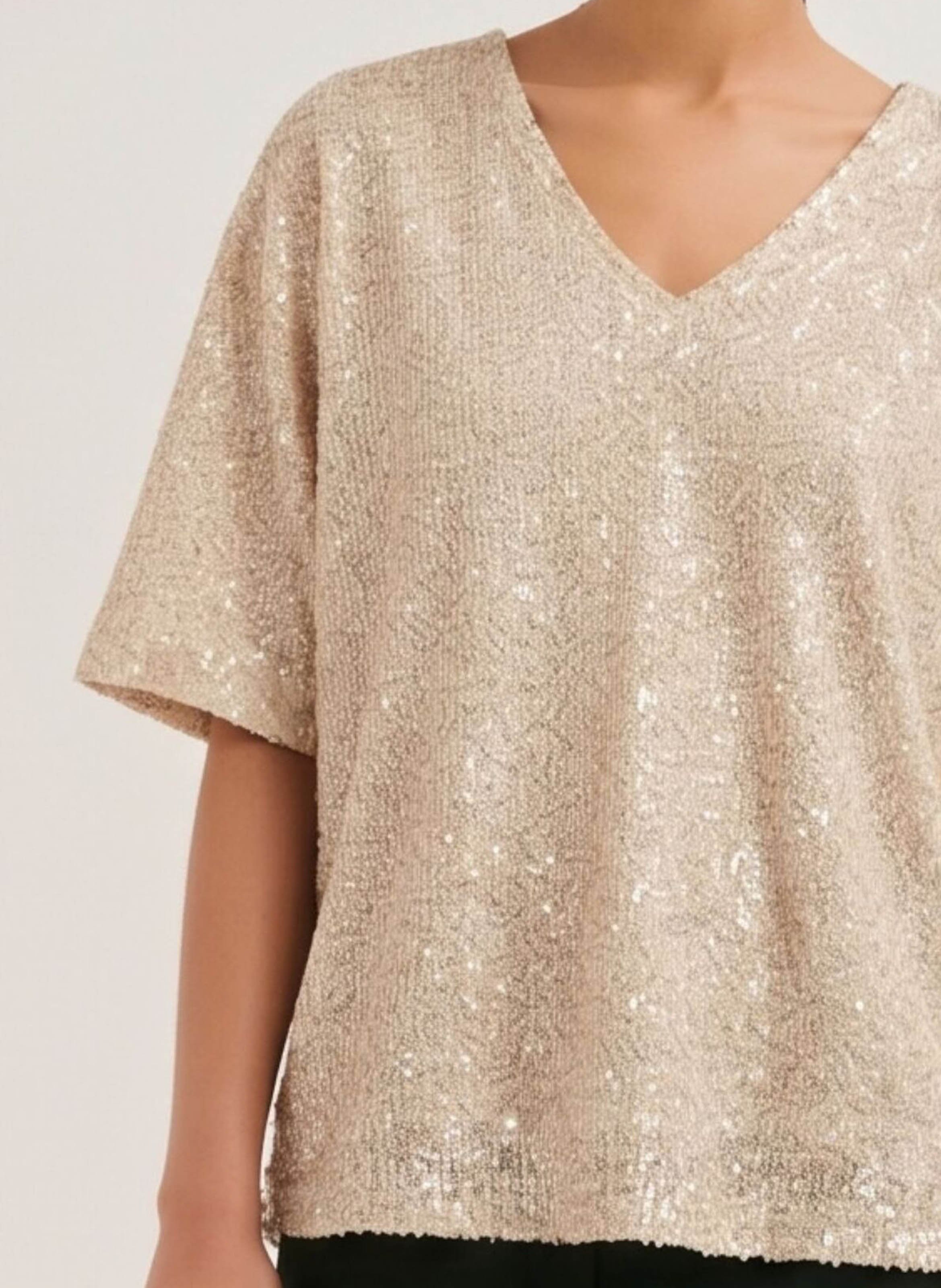 Top ample col V PABLO Beige