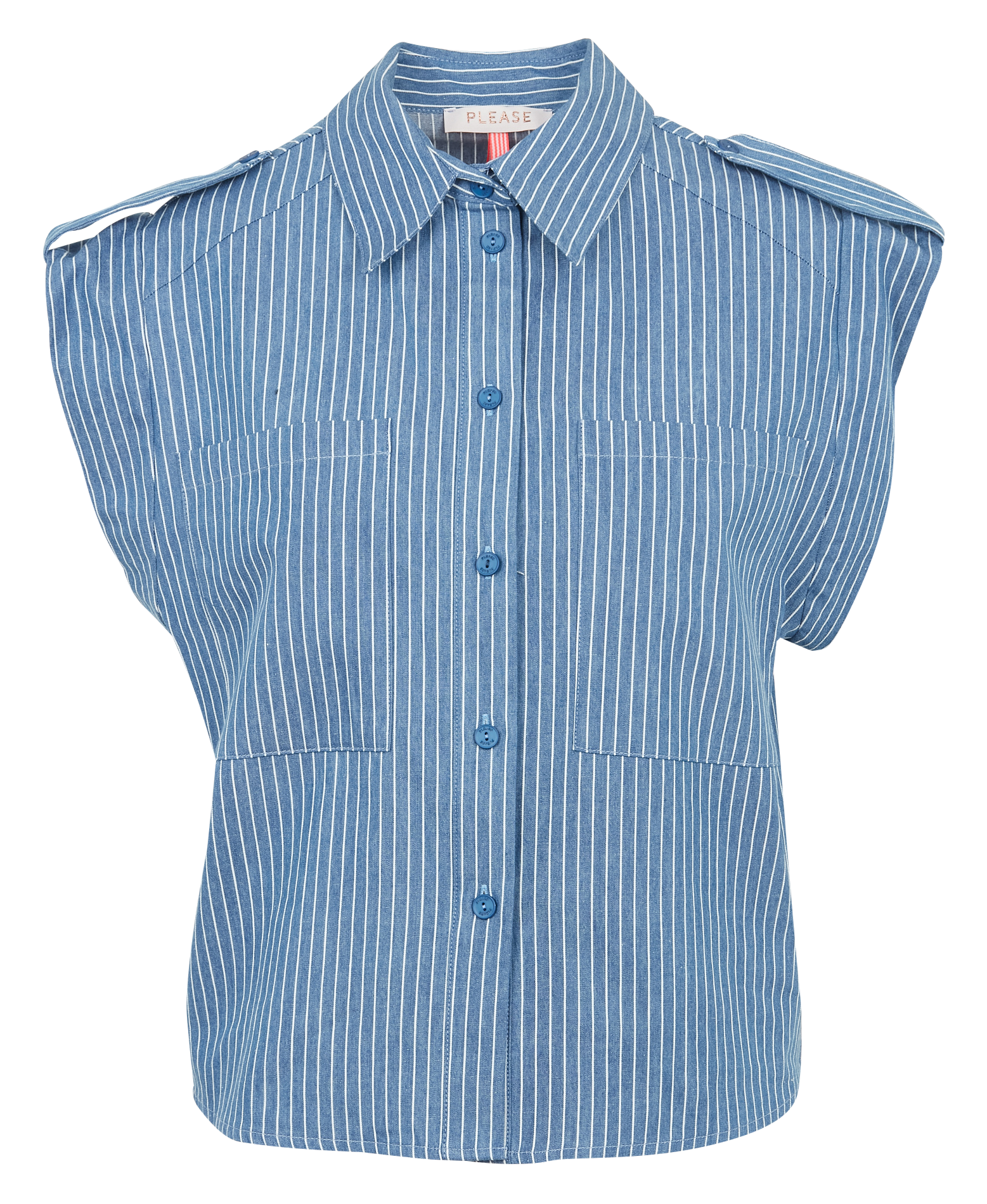 Chemise sans manches à rayures en coton PLEASE Blue