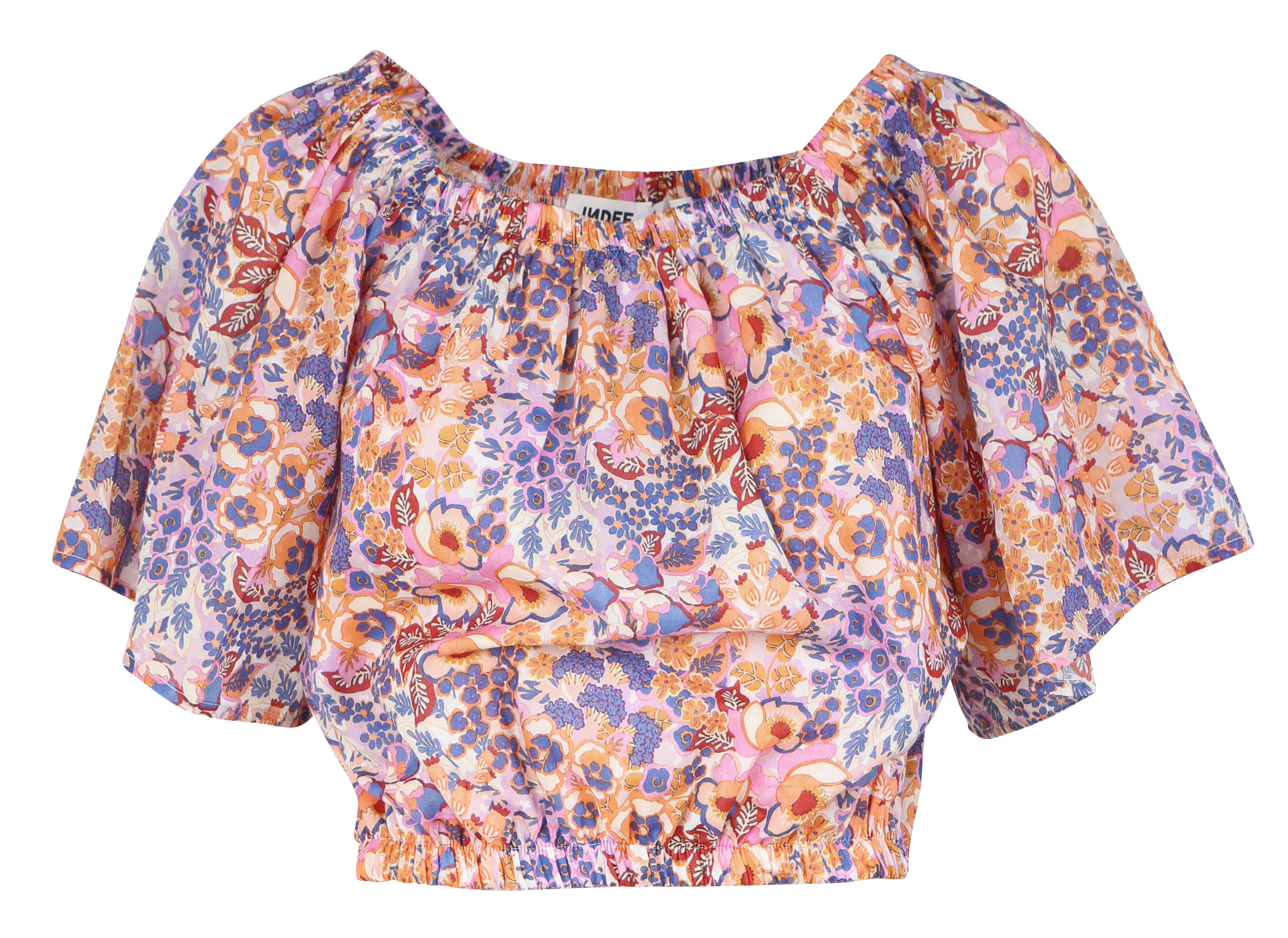 Top corto holgado con cuello cuadrado Rosa