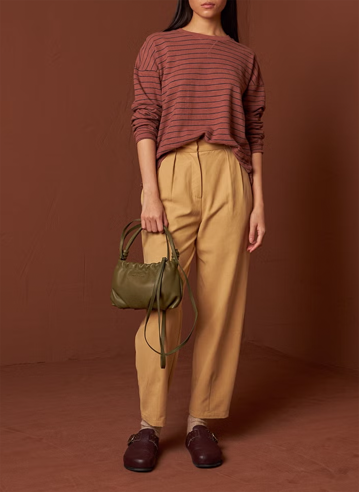 Pull col rond en coton bio  INDI & COLD Marron