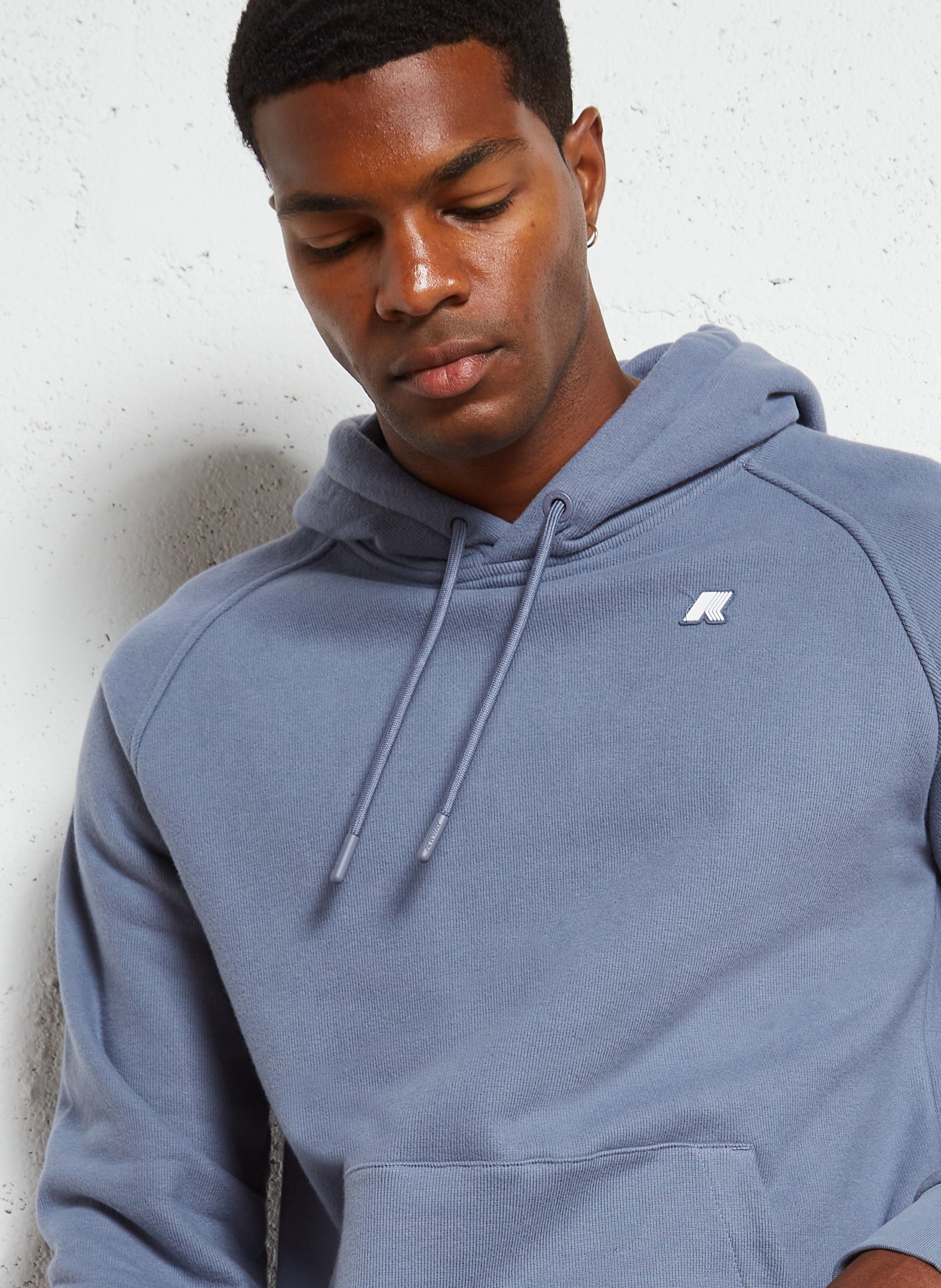 Sweat à capuche en coton mélangé K-WAY Bleu