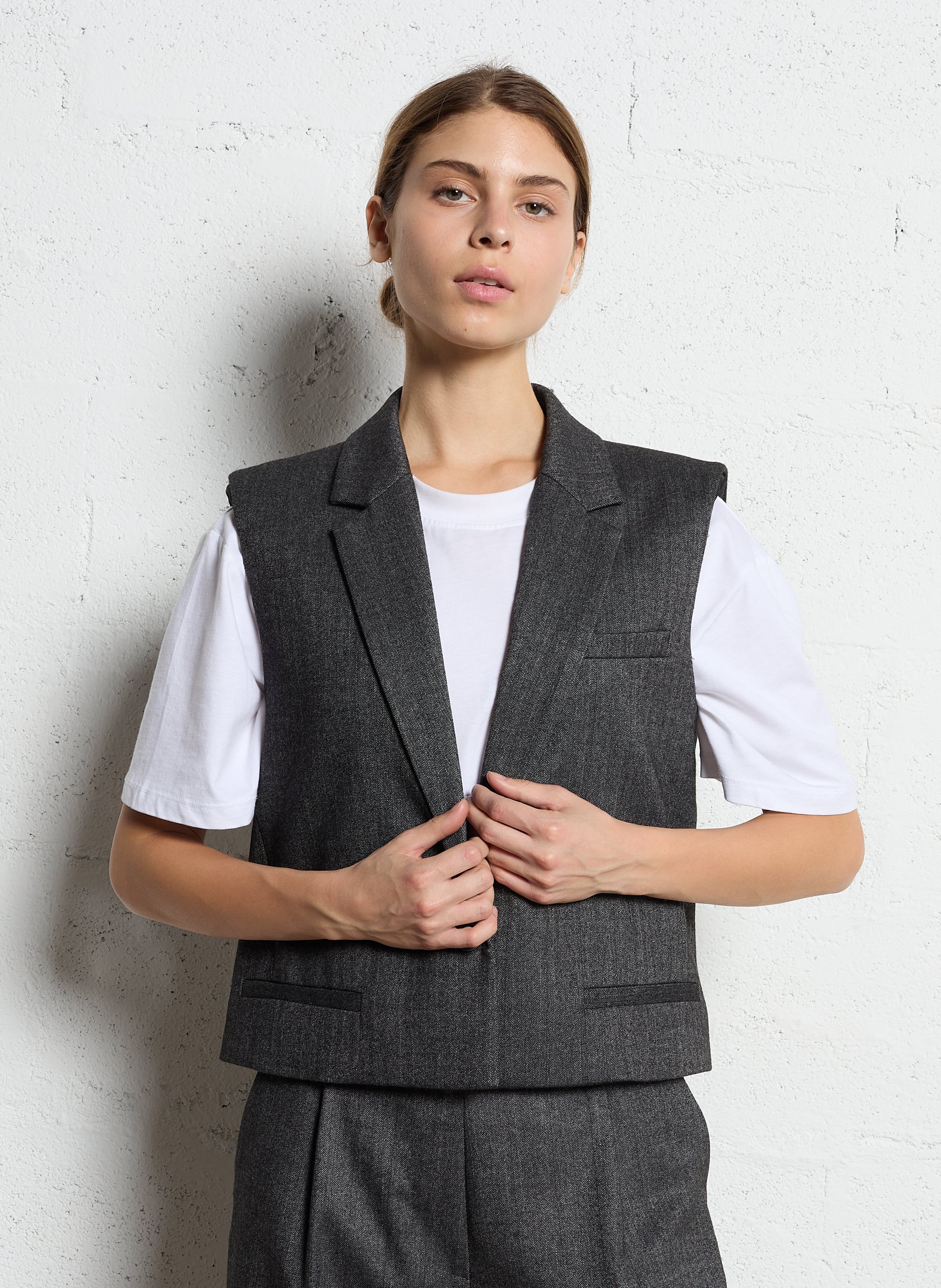 Straight blazer with lapel collar IMPERIAL Grey