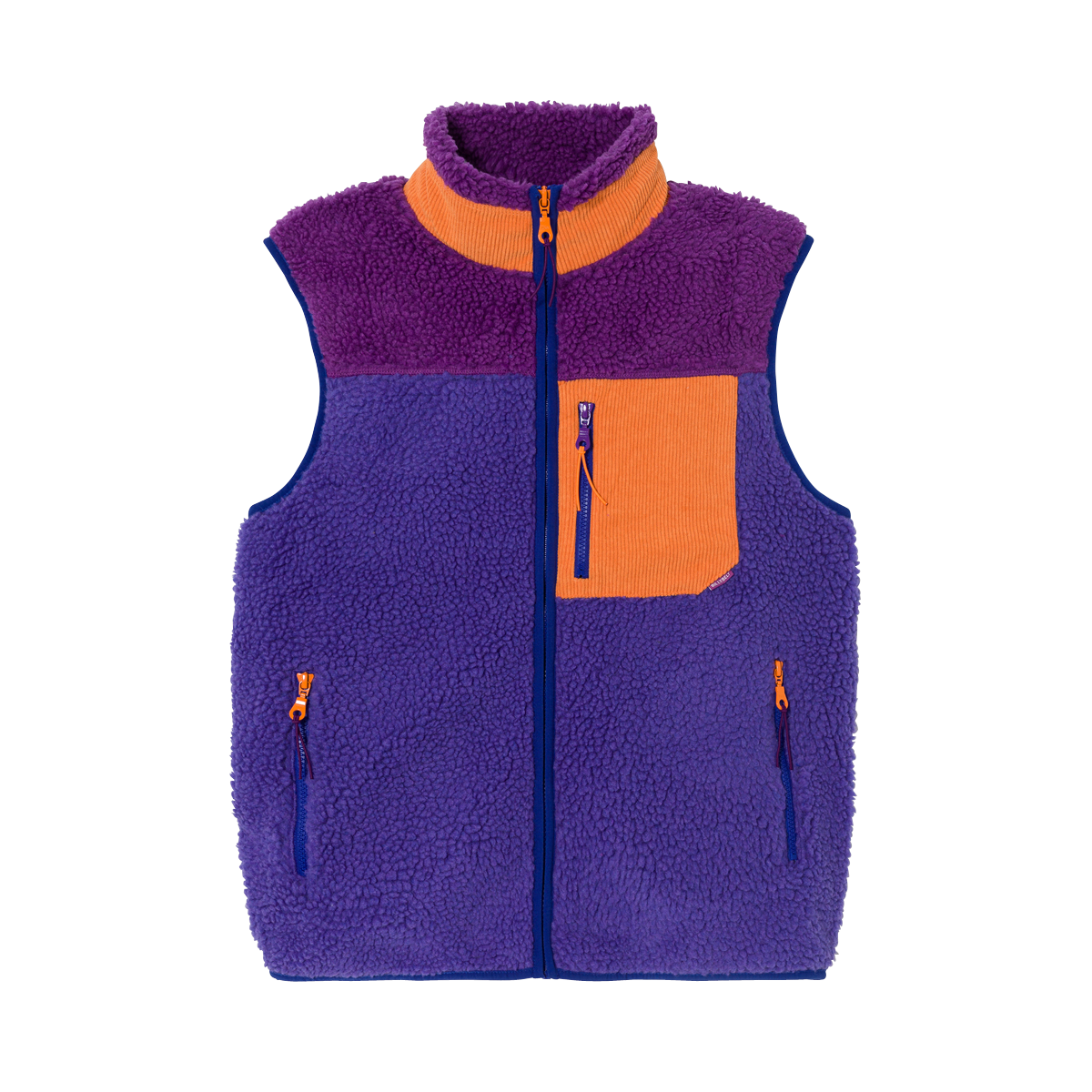 Sleeveless Sherpa Zip-Up Vest KAKI Violet et orange
