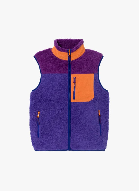 Sleeveless sherpa zip-Up vest Violet et orange Billybelt Women