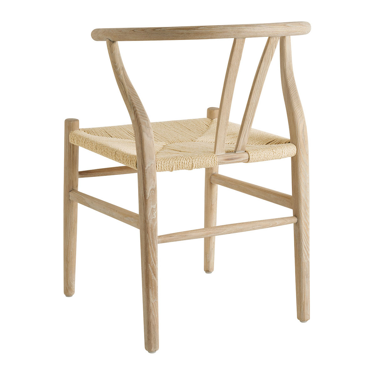 Whitened natural ash wood chair BLANC D'IVOIRE Beige