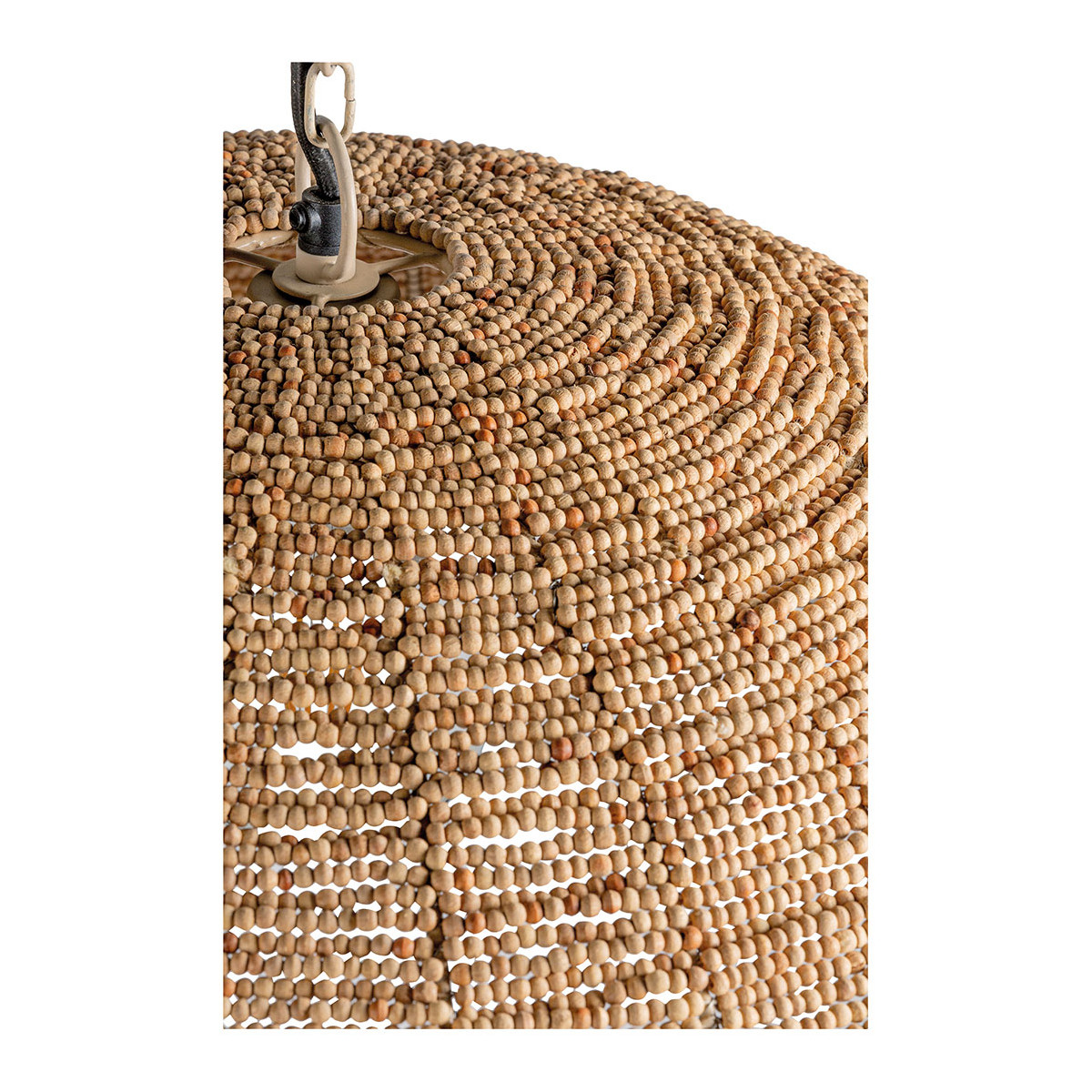 Gaya wooden bead pendant light - natural and gold - ø 65 cm BLANC D'IVOIRE Beige