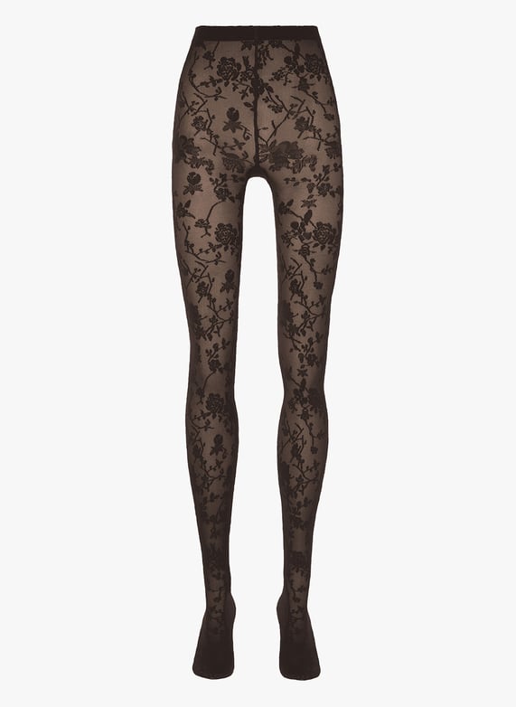 Floral lace tights Soft cacao Wolford Women Place des Tendances