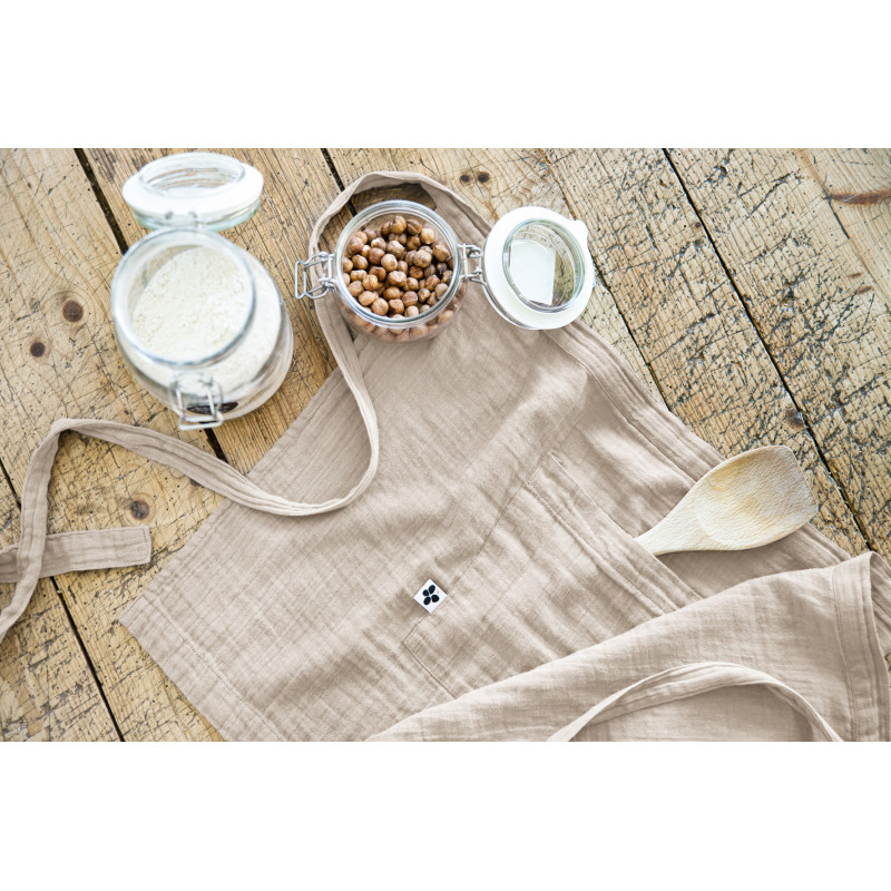 Chef apron in cotton gauze L'EFFET PAPILLON Beige