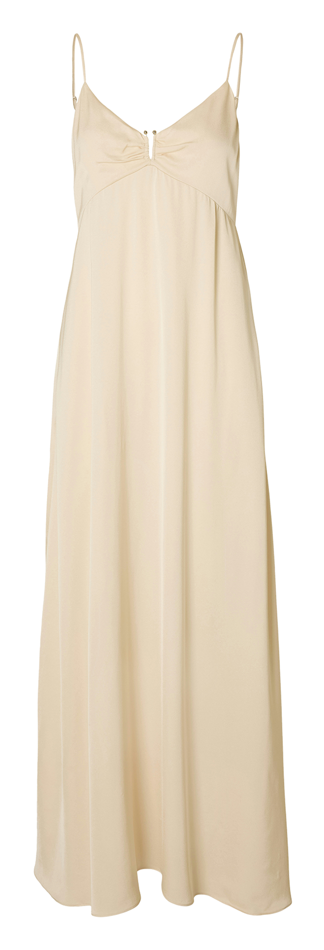 Robe longue col v Beige