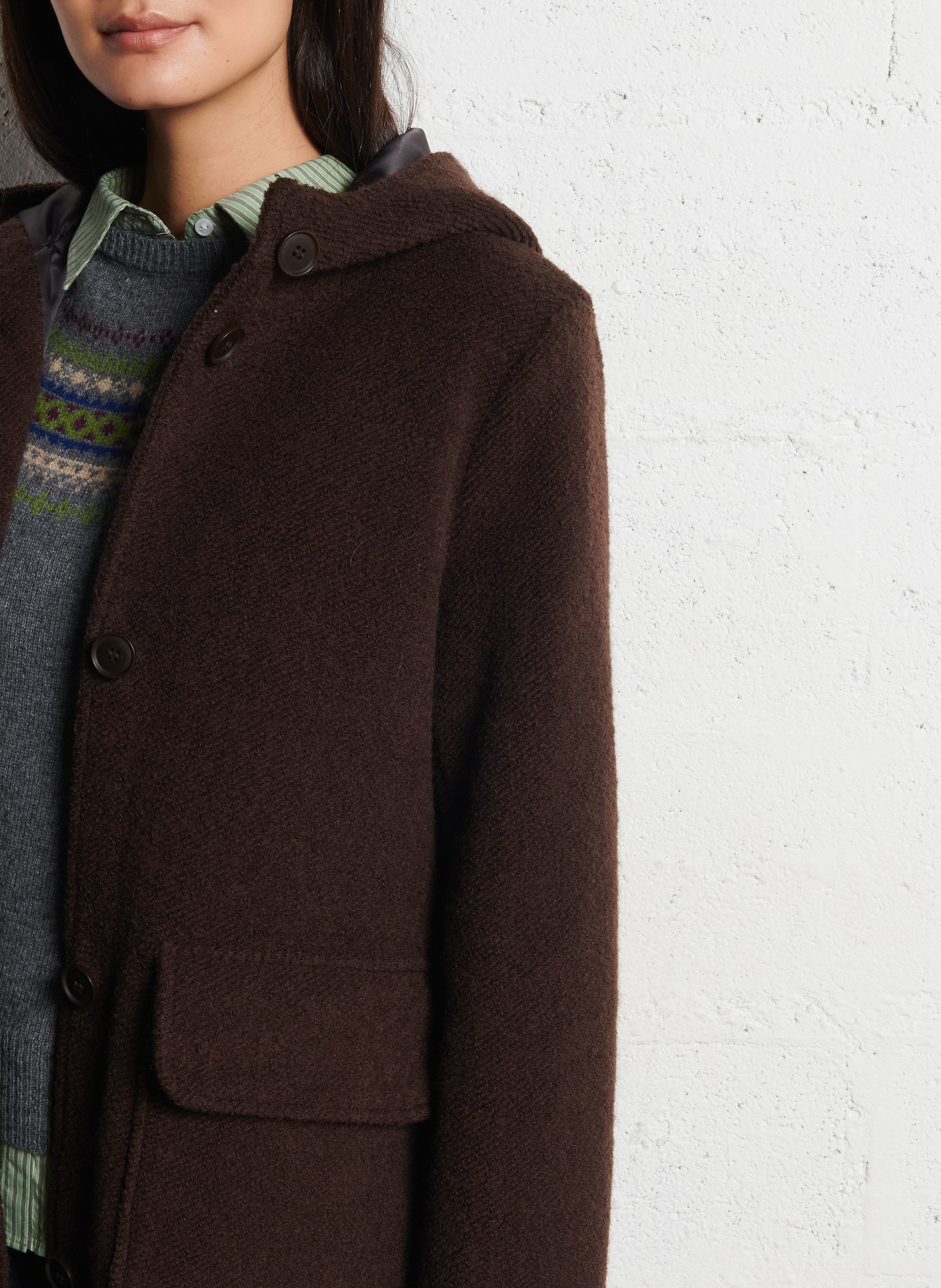 Manteau droit à capuche NICE THINGS Marron