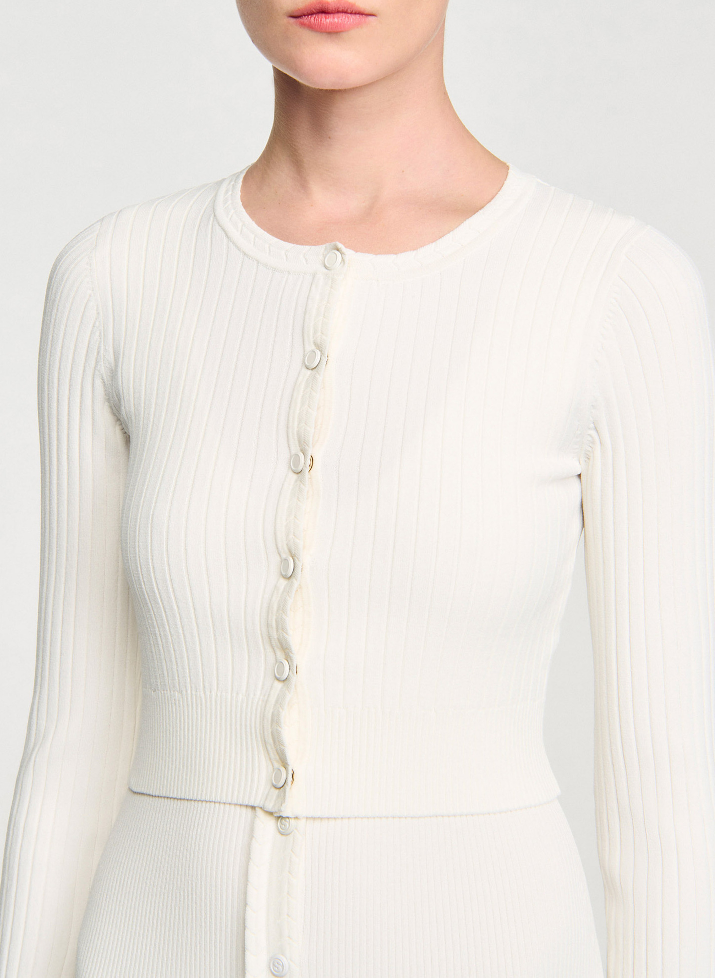 Gilet ajusté en maille SANDRO Blanc