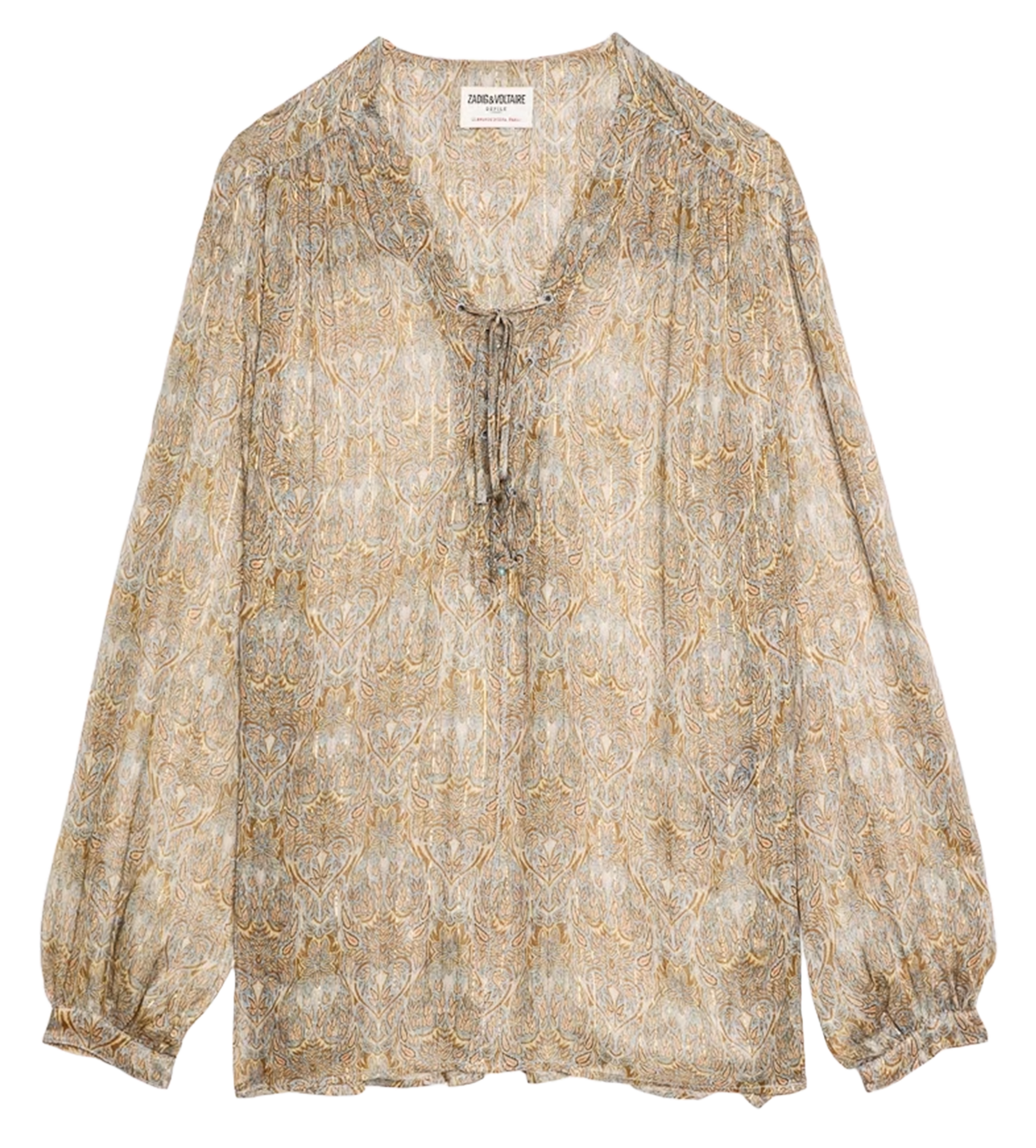 Blouse col V en coton mélangé ZADIG&VOLTAIRE Bleu