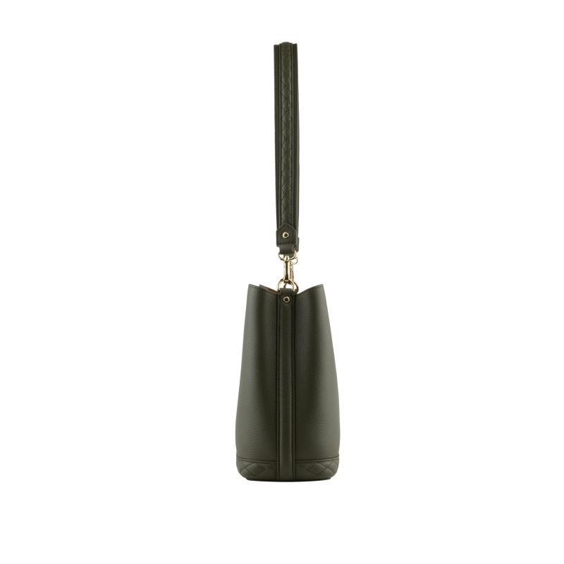 Satchel - cowhide leather POURCHET Khaki