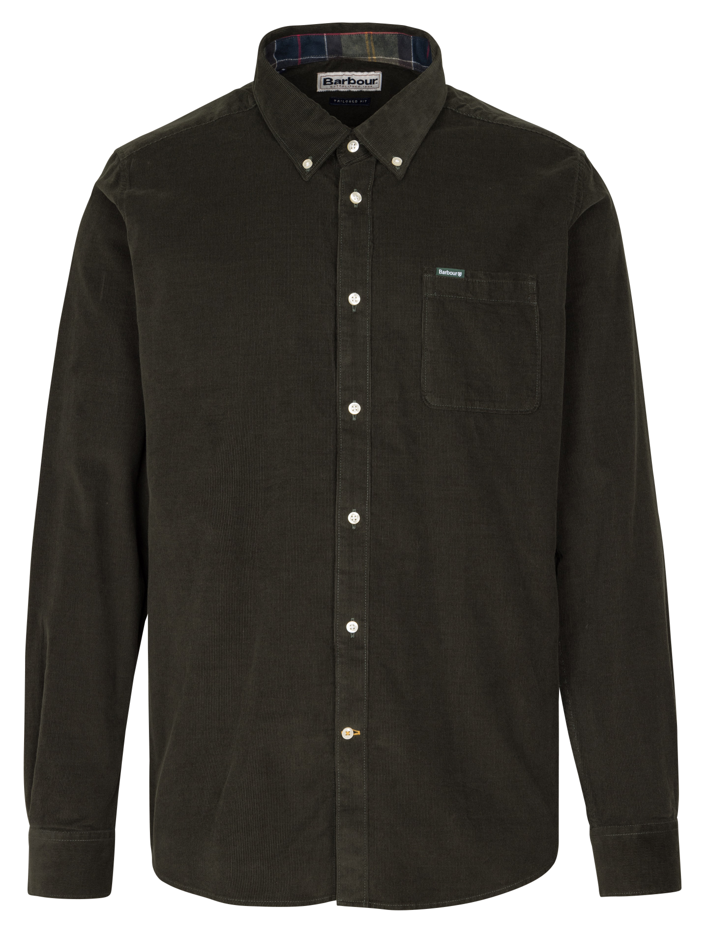 Rechte blouse met lange mouwen van fluweel BARBOUR Groen