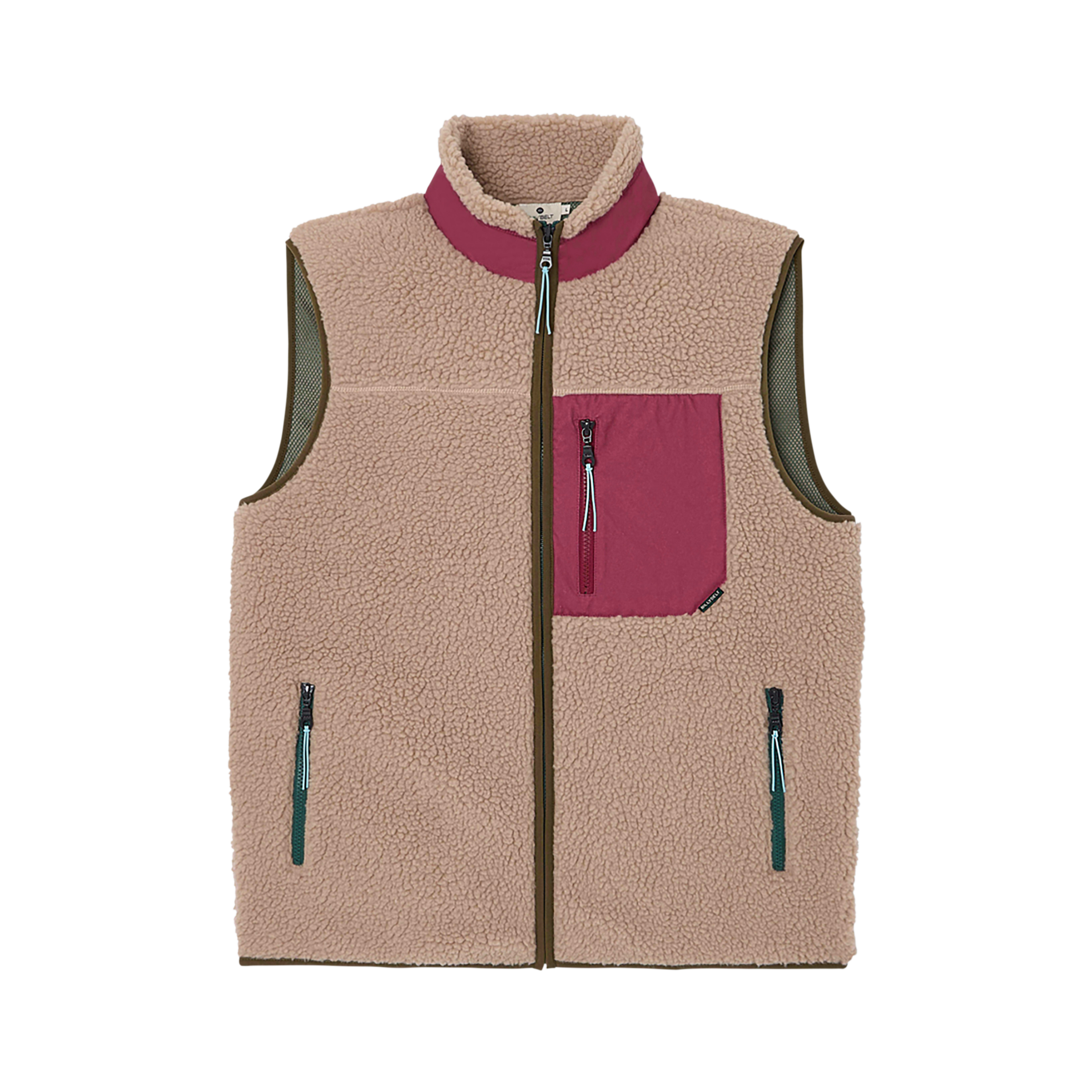 Sleeveless Sherpa Zip-Up Vest BILLYBELT Brown