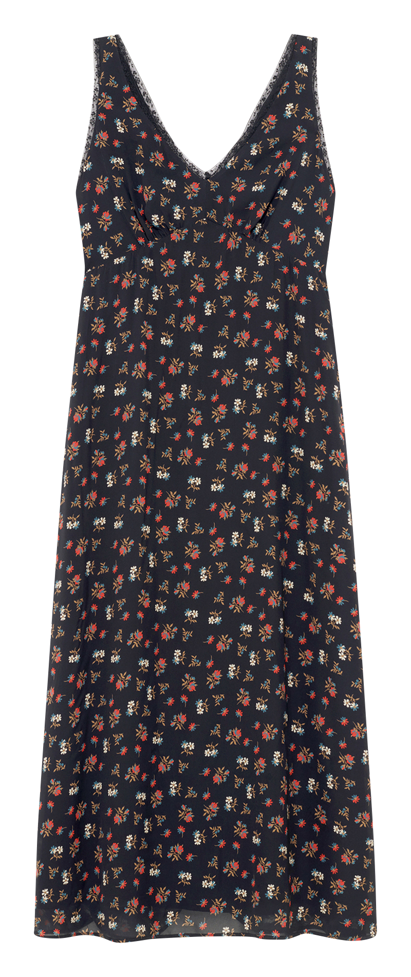 V-neck long printed dress PABLO Black