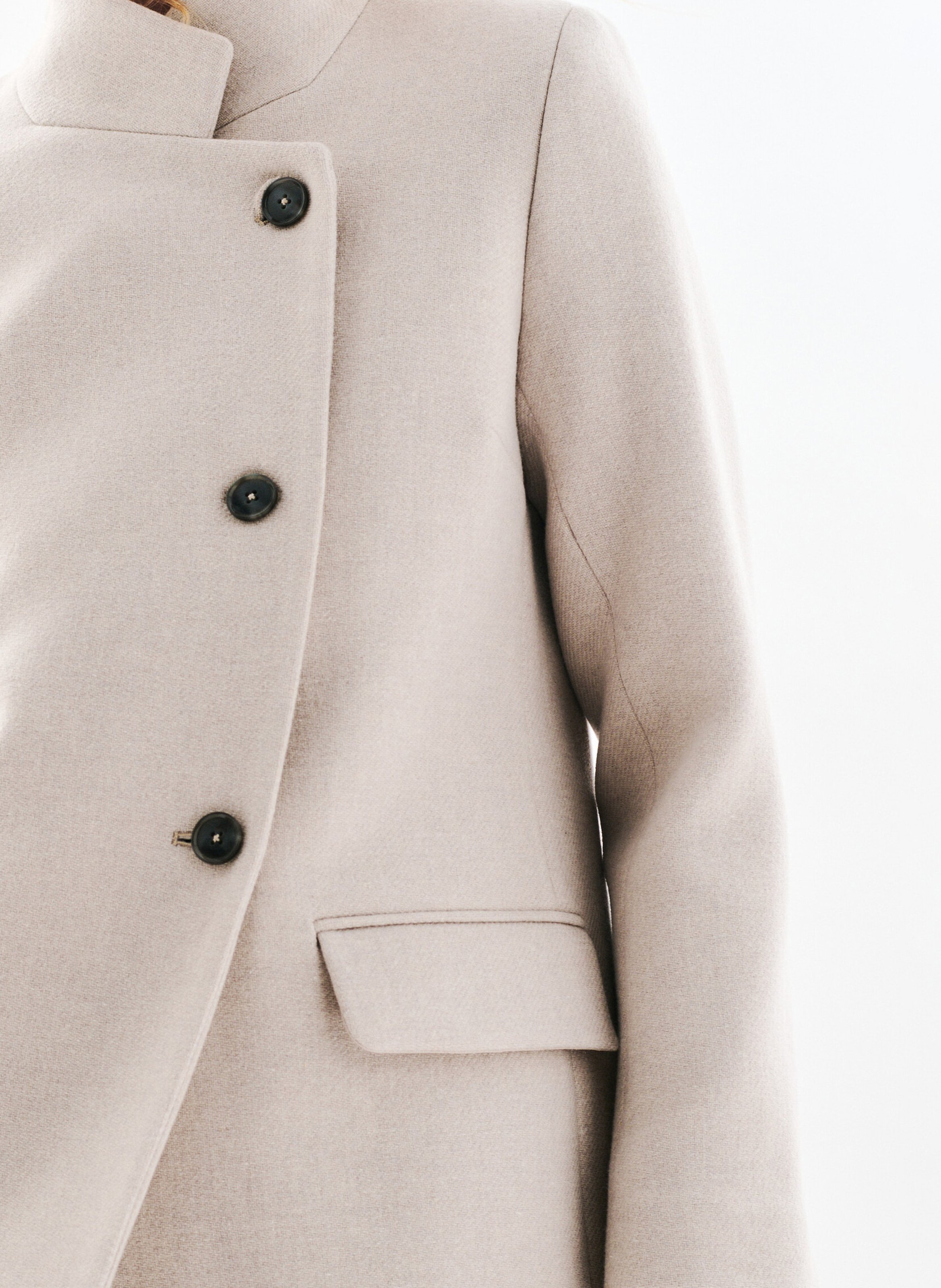 Manteau droit en laine recyclée mélangée CAROLL Gris