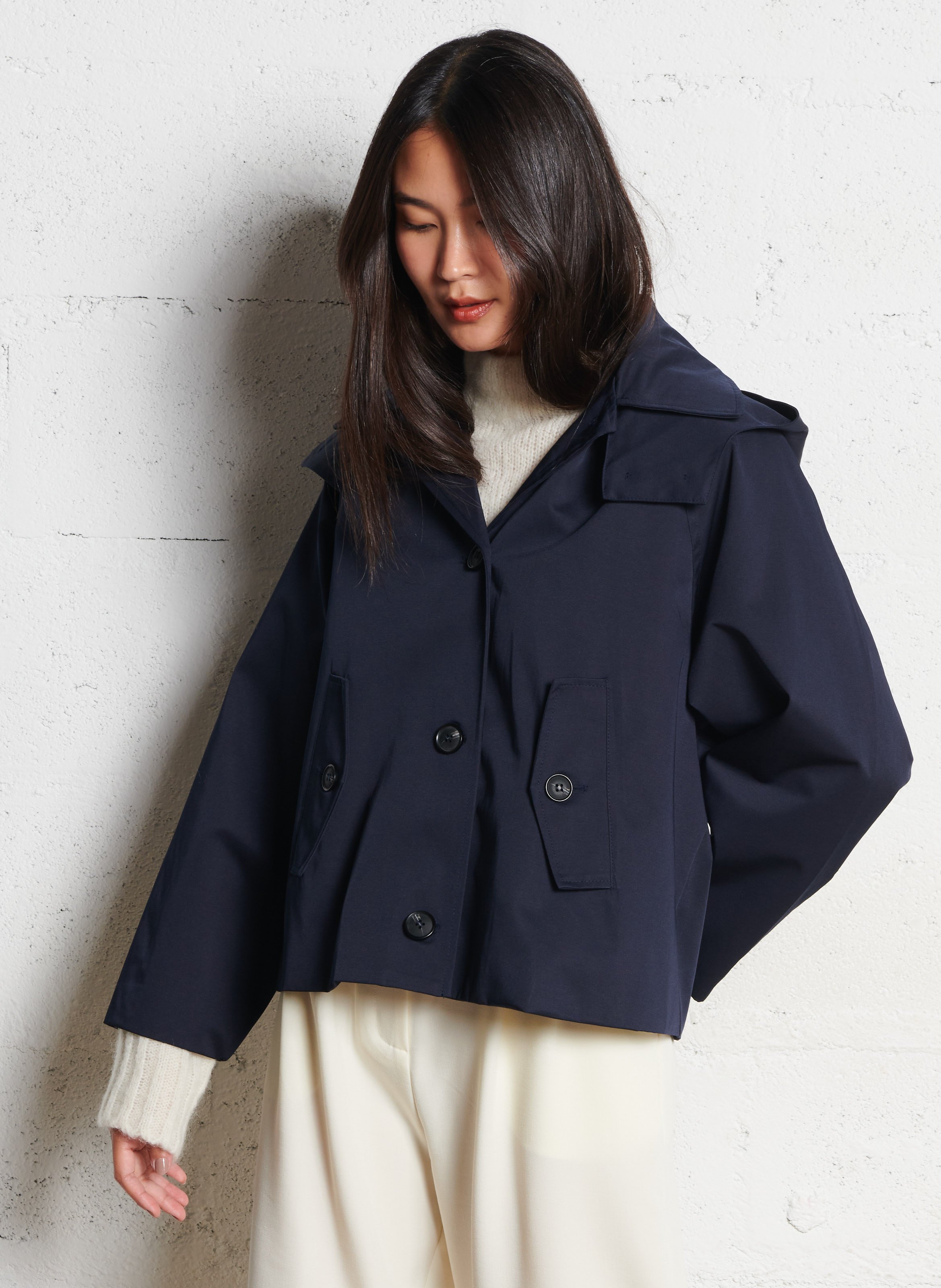 Parka courte trapèze unie LA PETITE ETOILE Bleu