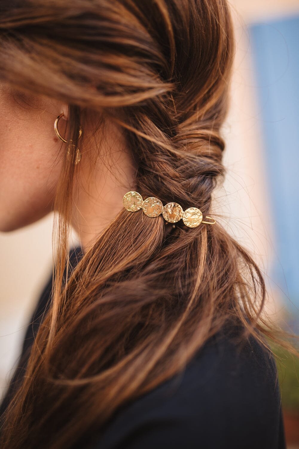 Mini hammered silver plated round hair clip MONSIEUR SIMONE Silver