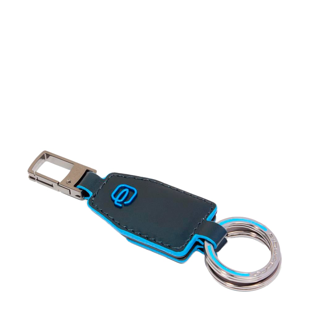 Divisible leather keychain with carabiner PIQUADRO Blue
