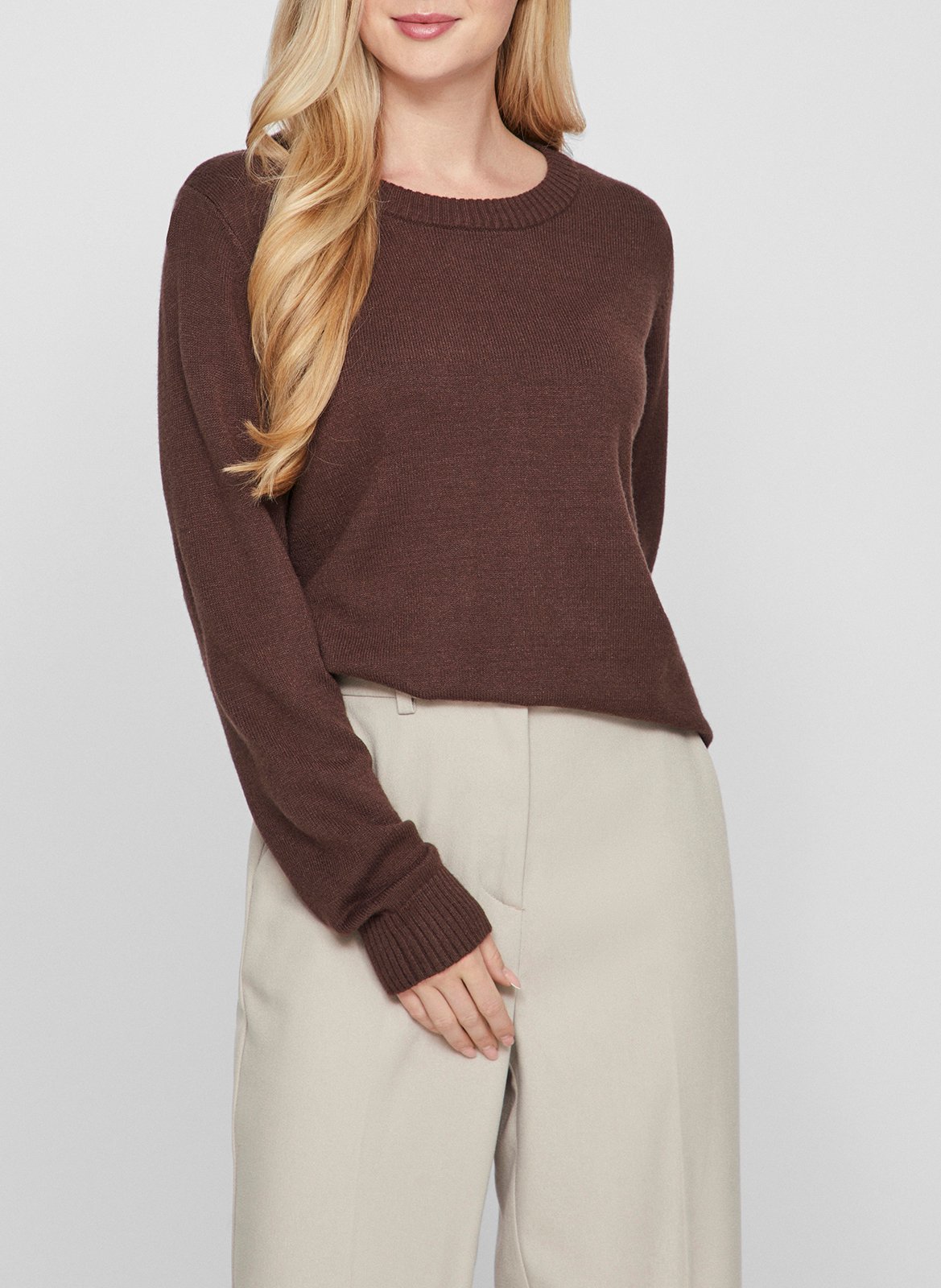 Pull col rond  VILA Marron
