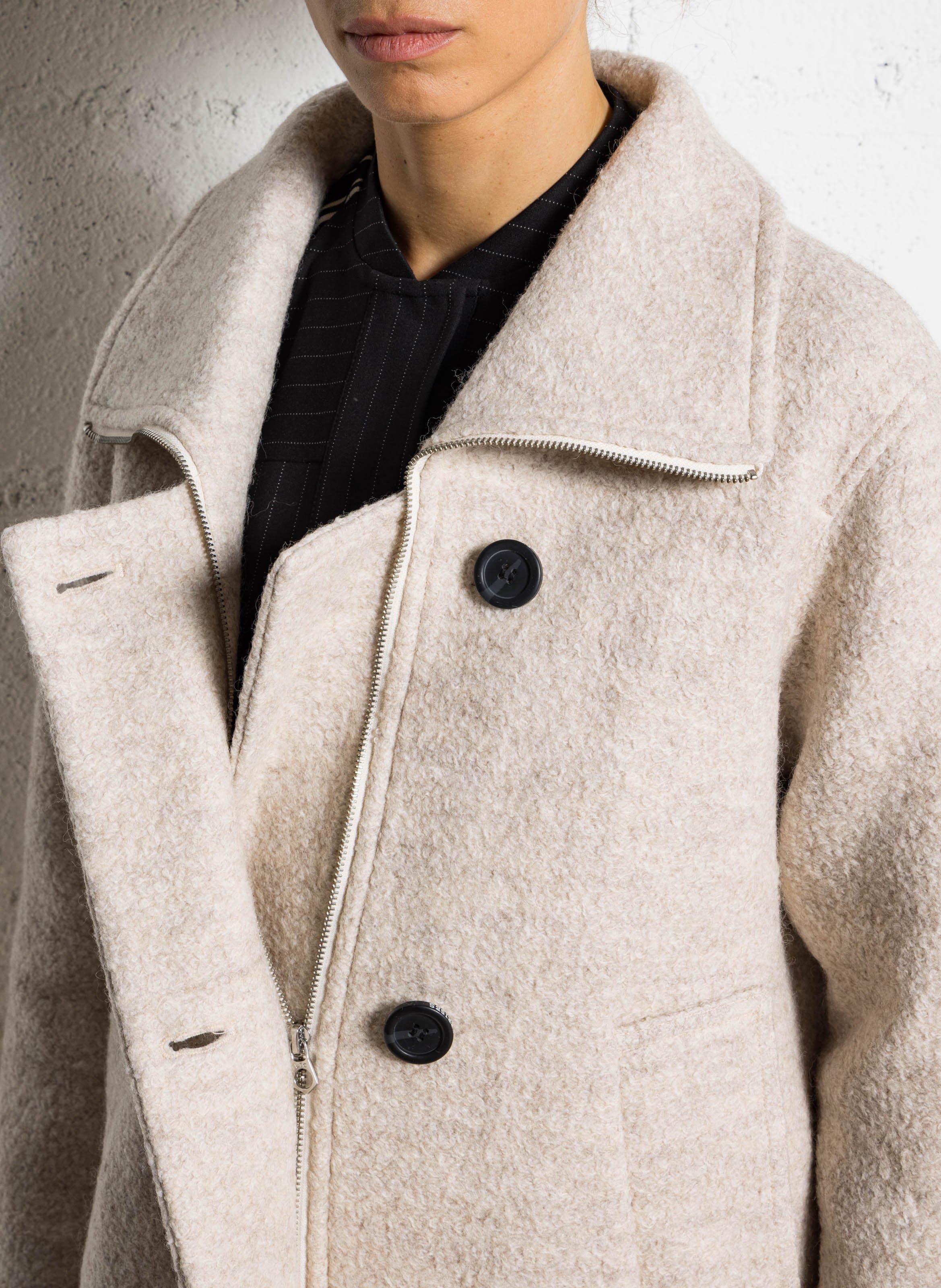 Manteau droit en laine mélangée LE TEMPS DES CERISES Beige