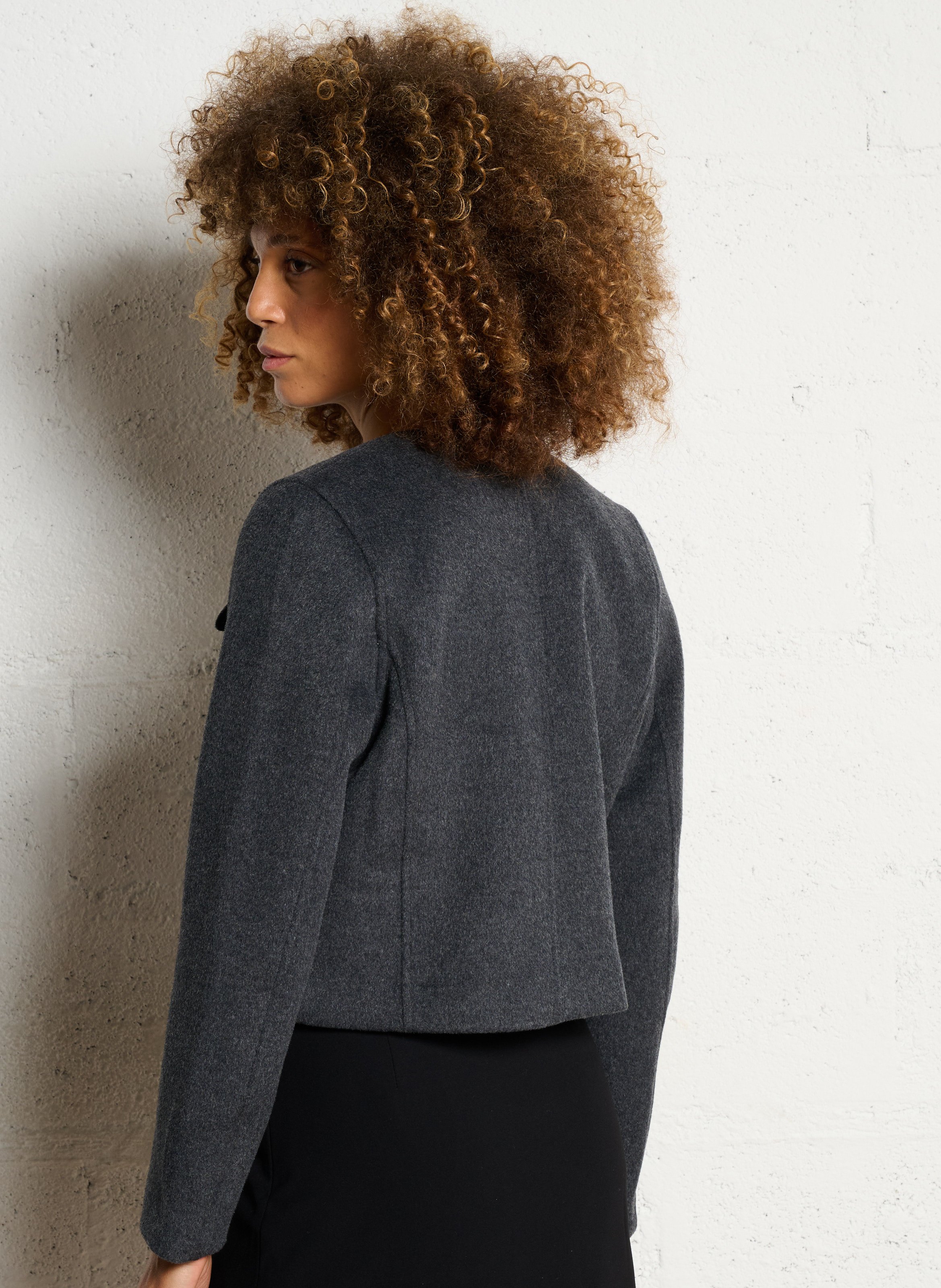 Round-neck wool-blend jacket IKKS Grey