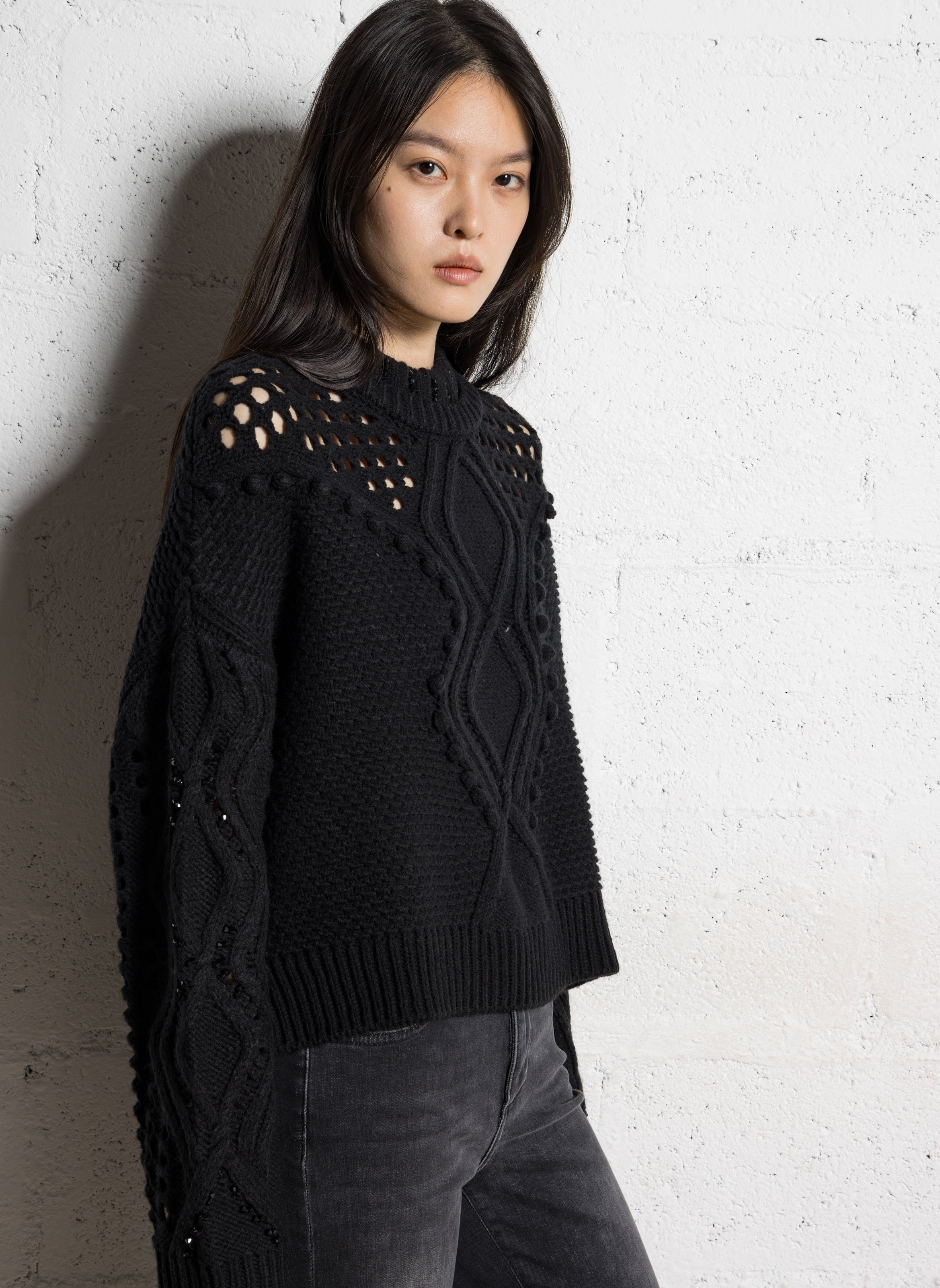 Pull oversize col rond LIU JO Noir