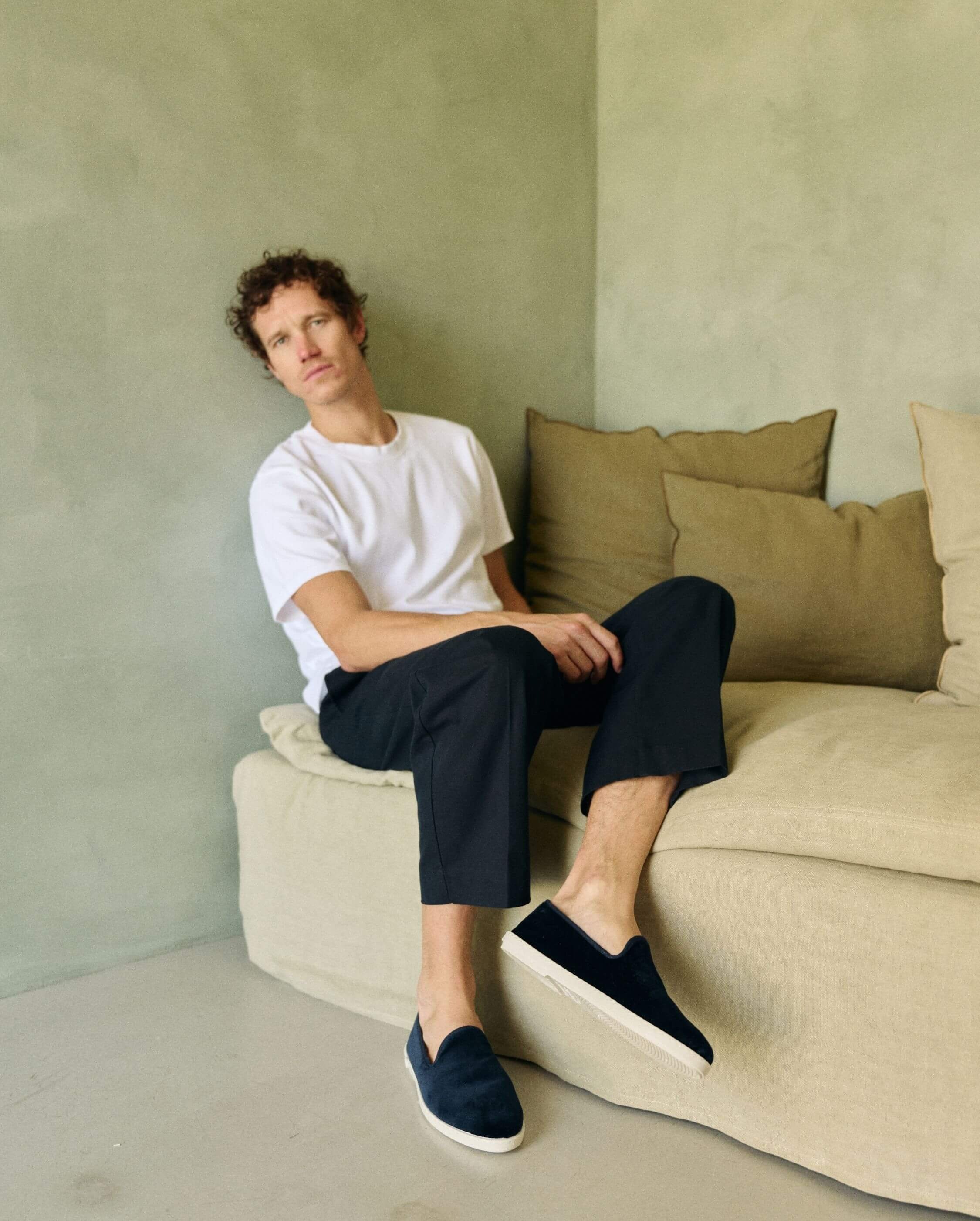 Chausson homme velours, marine ANGARDE Bleu