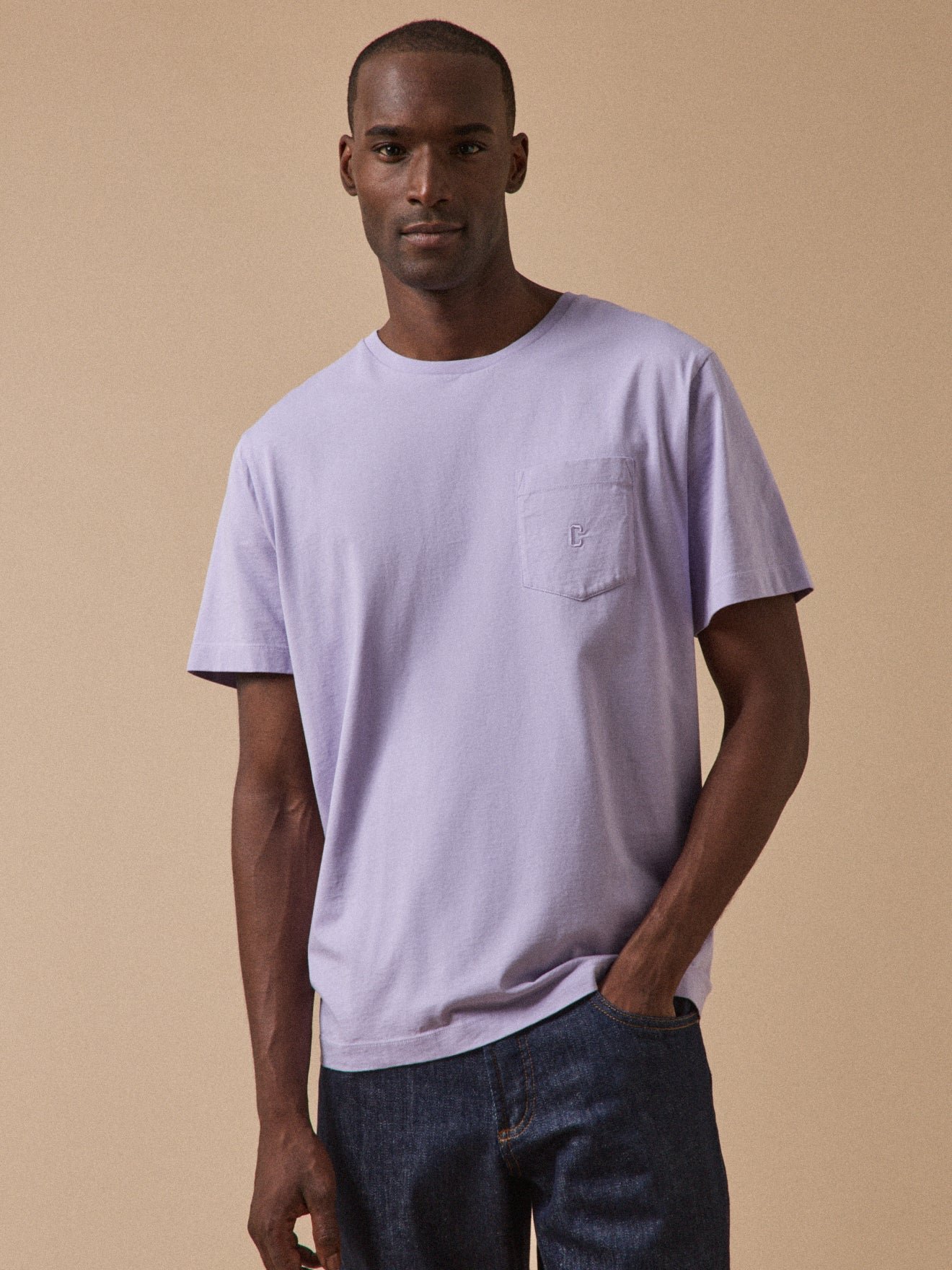 Organic cotton embroidered plain t-shirt CYRILLUS Purple