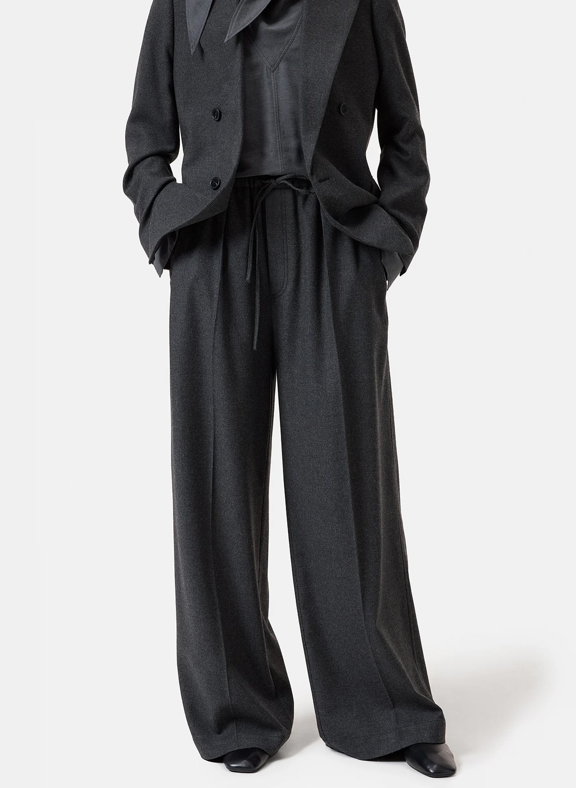 Wide plain pants with elasticated waistband CLOSED Grey