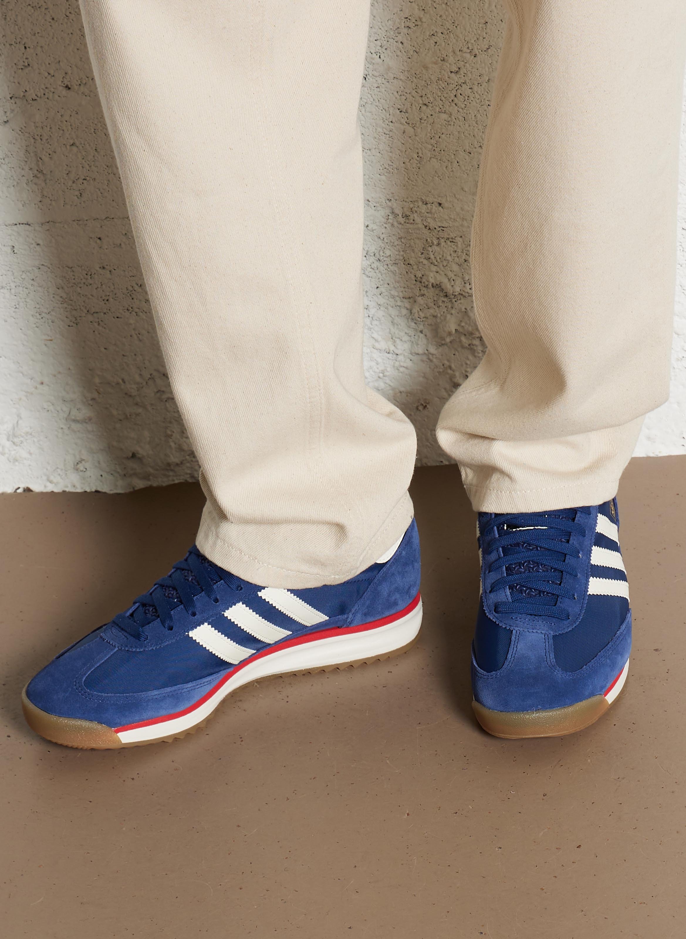 Contrasting leather-effect low-top sneakers ADIDAS Blue