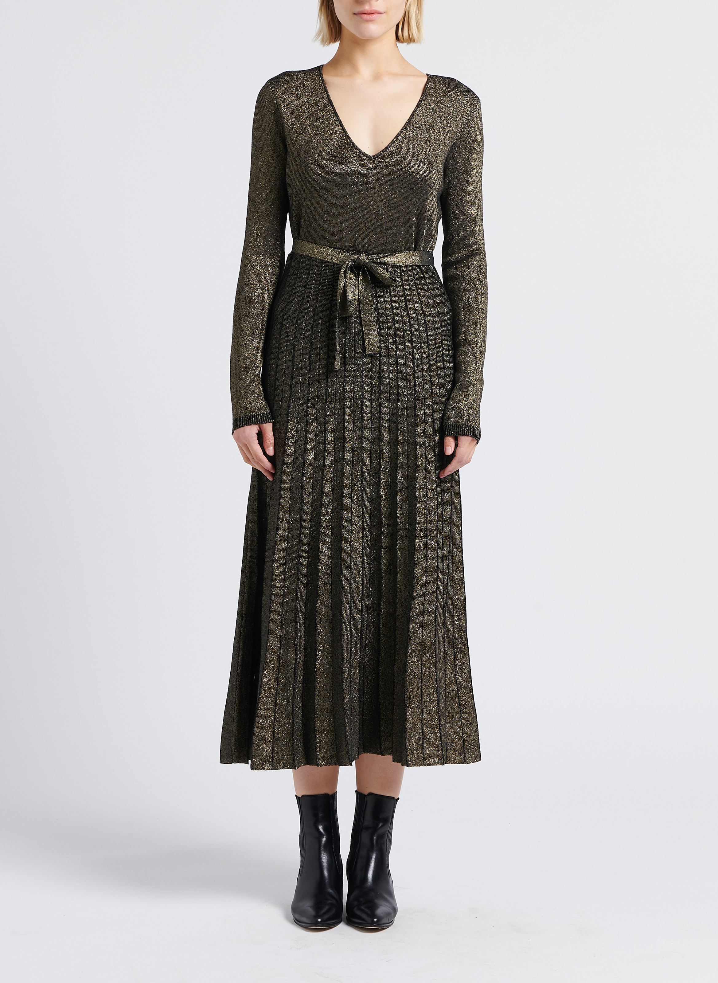 Fitted dress with V-neck TWINSET Black