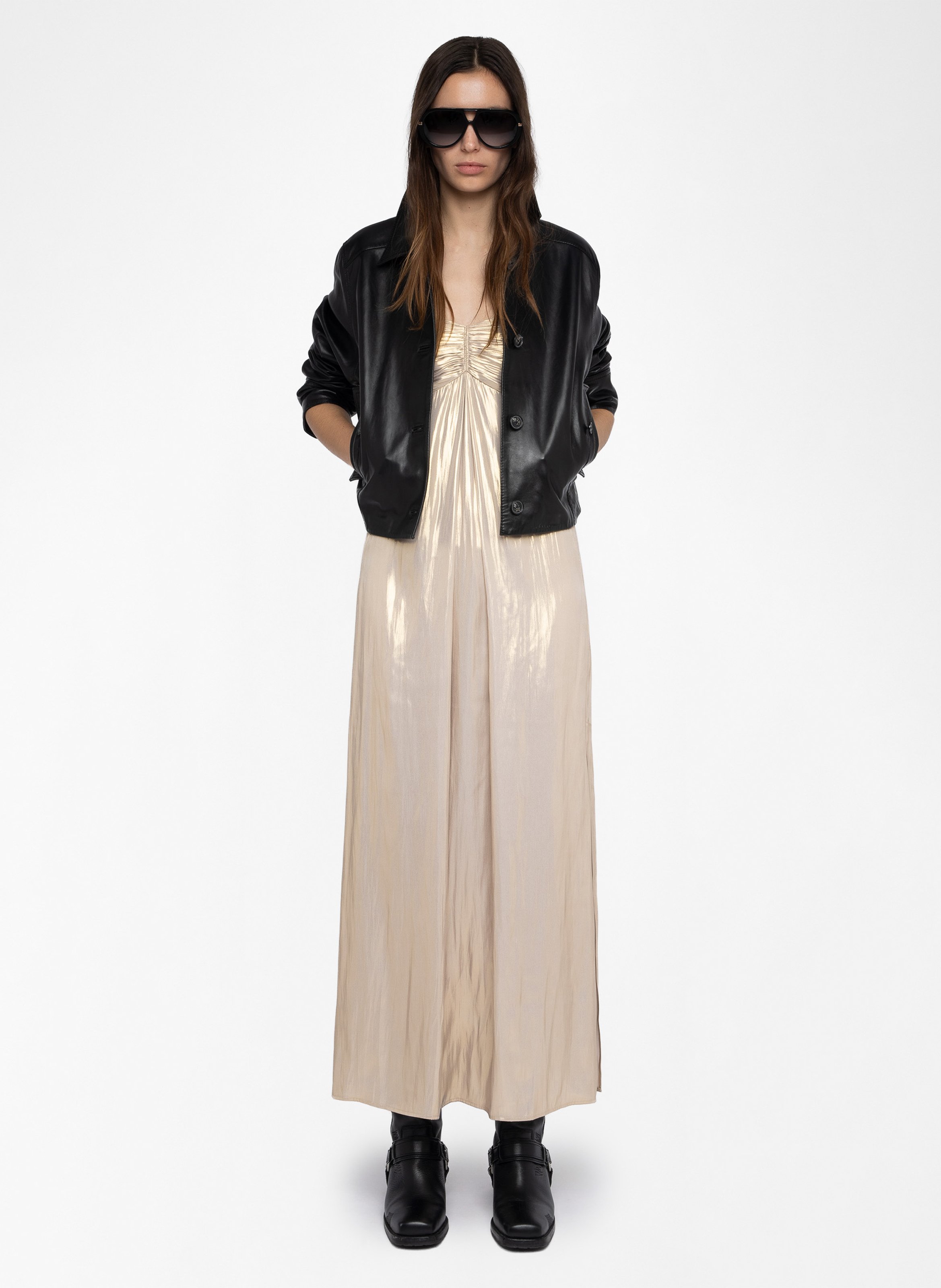 Robe longue en satin métallisé ZADIG&VOLTAIRE Jaune