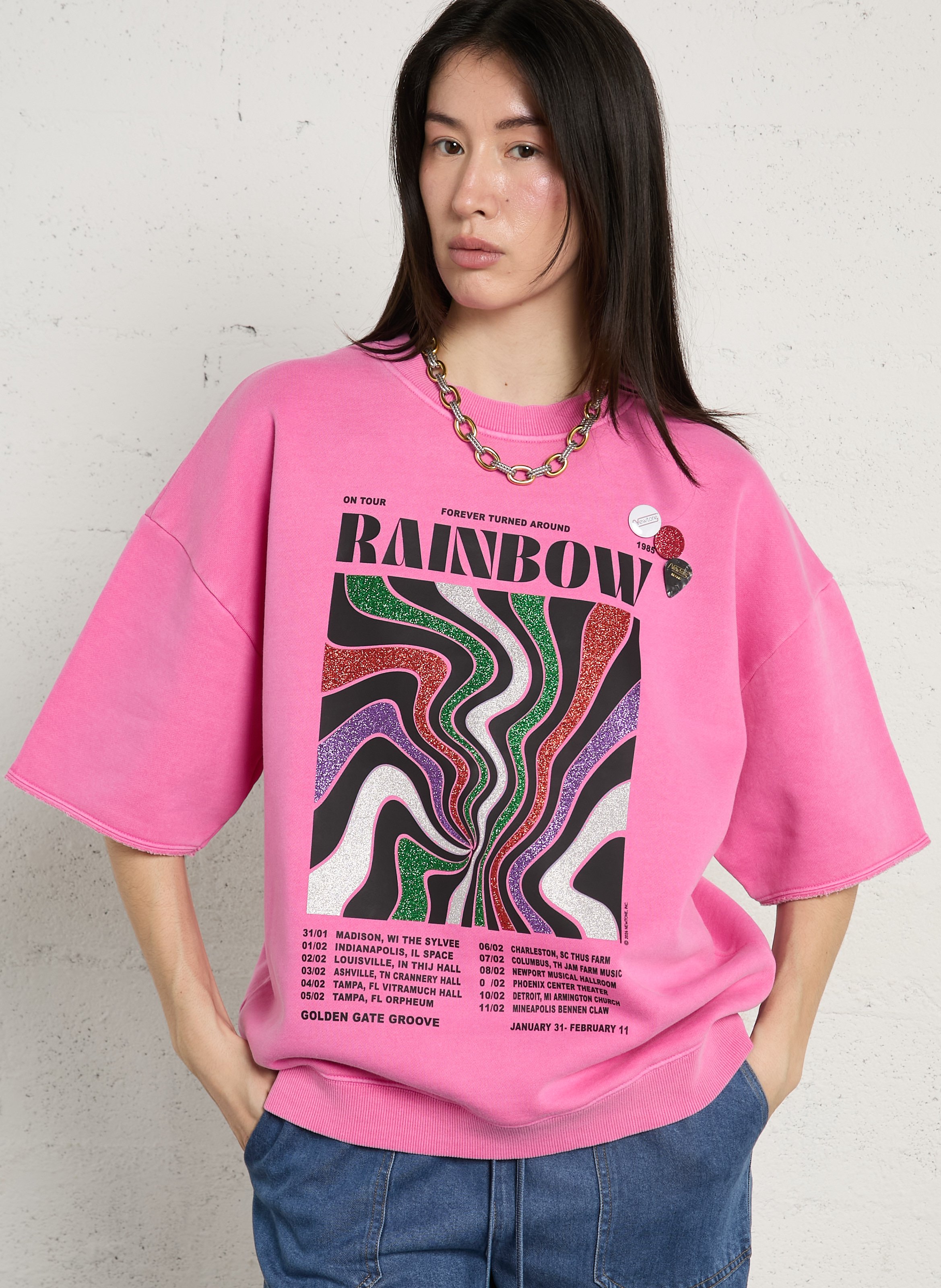 Oversized cotton-blend sweatshirt with round neck NEWTONE Pink
