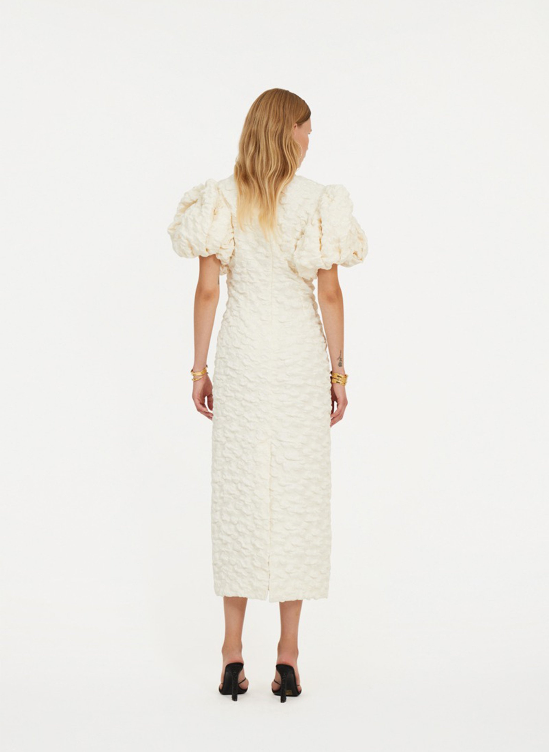 Midikleid mit Rundhalsausschnitt ROTATE Weiss