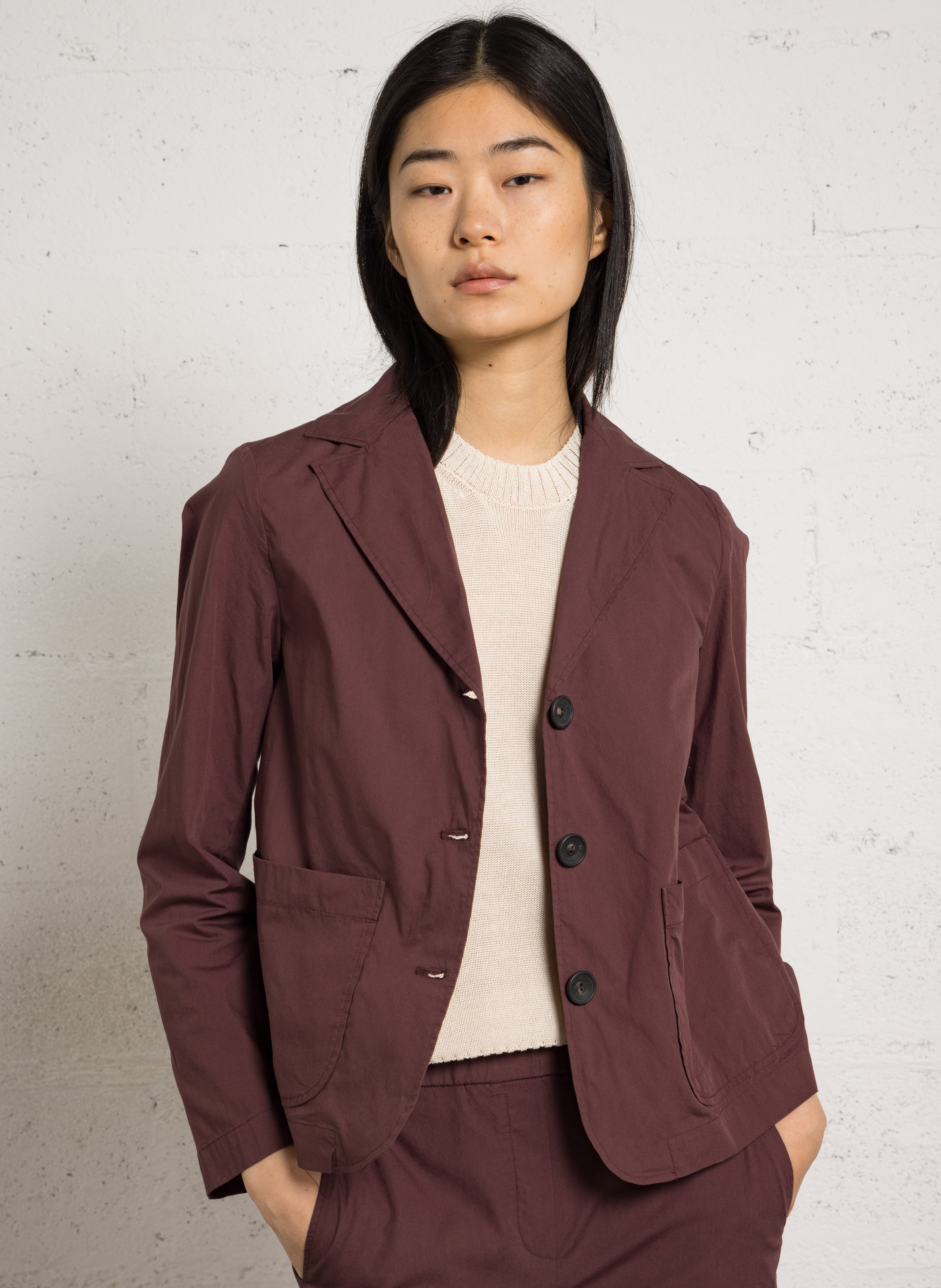 Straight cotton jacket DIEGA Plums