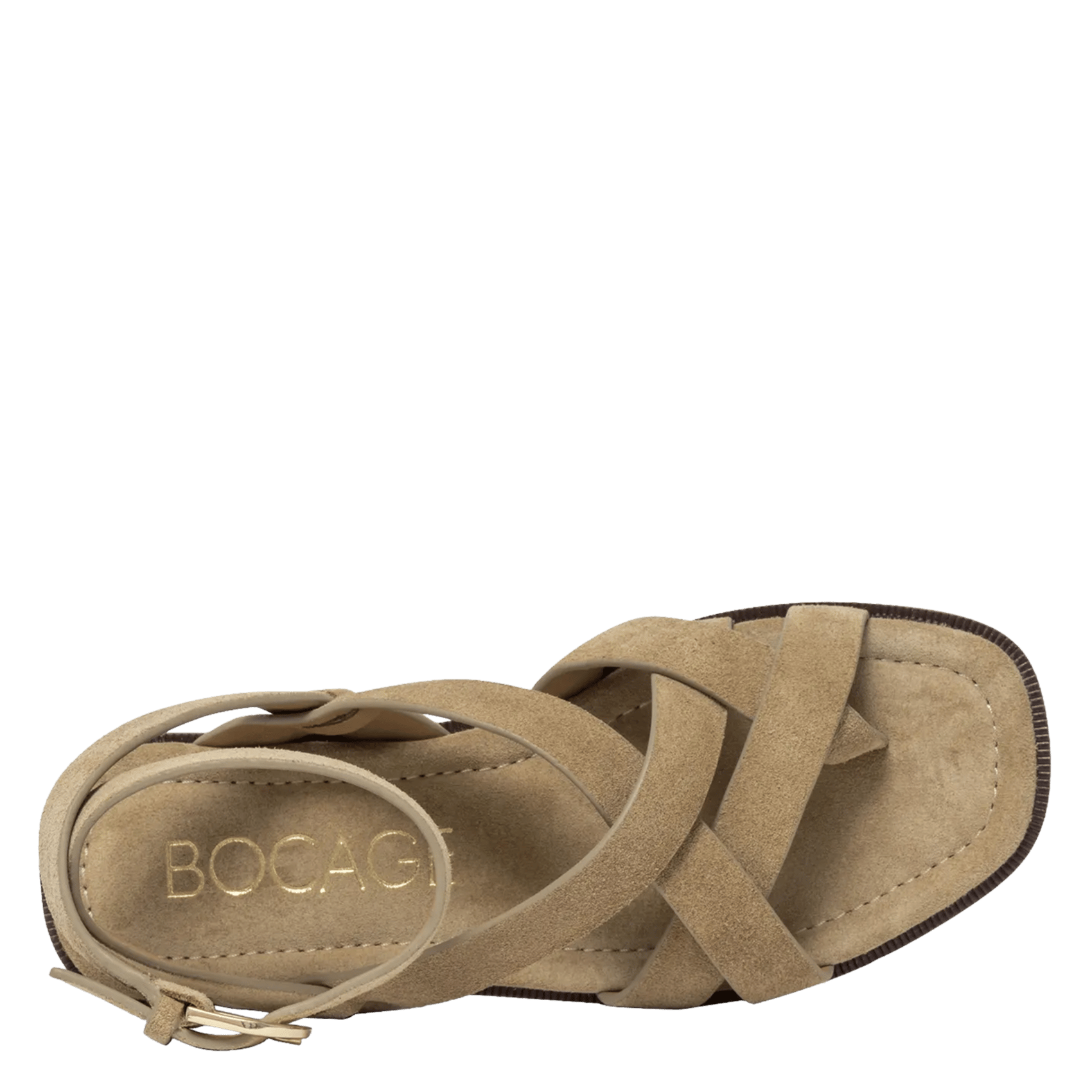 Aouda flat leather sandals BOCAGE Beige