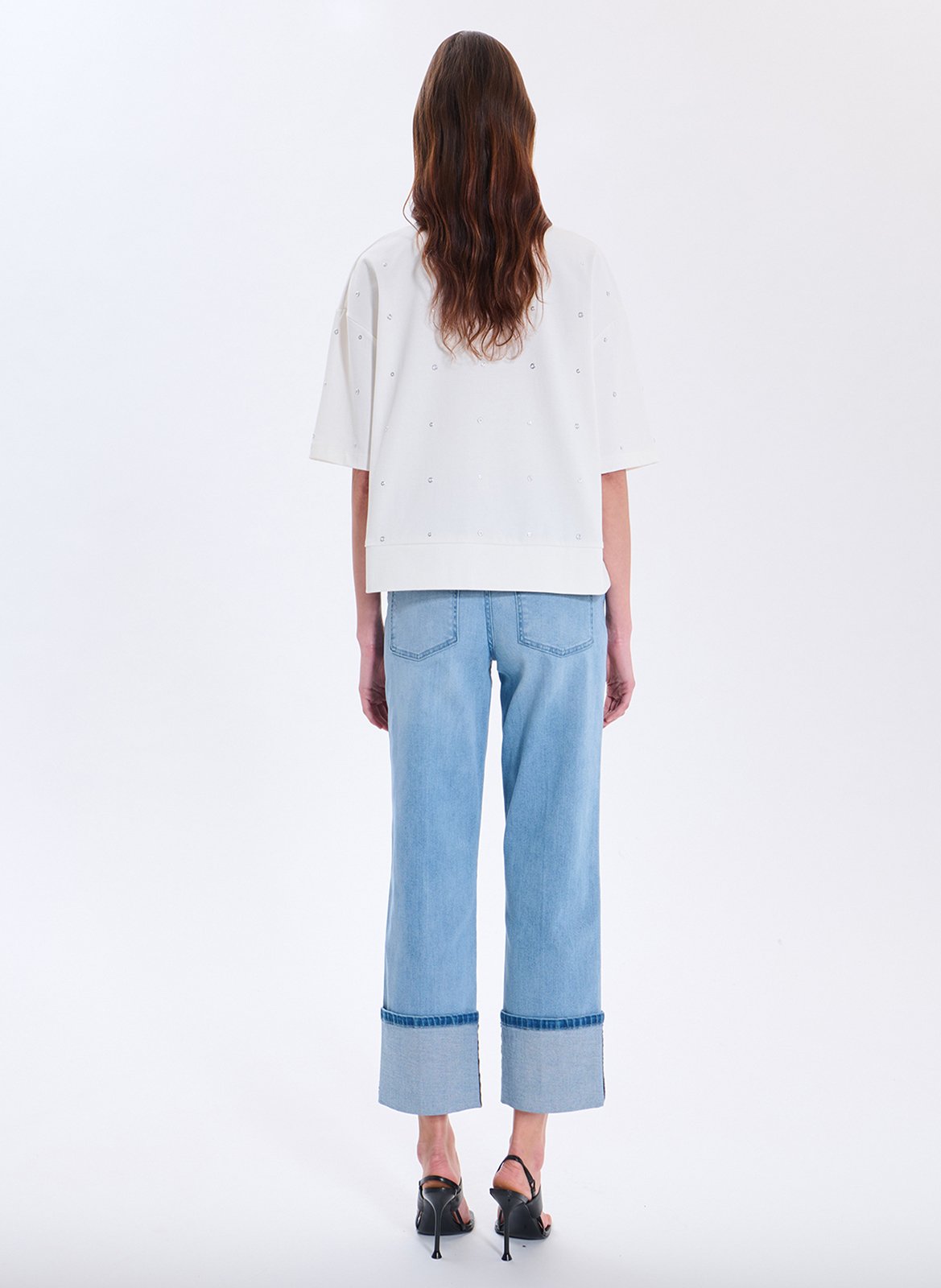 T-Shirt mit Rundhalsausschnitt und Ösen ZAPA Weiss