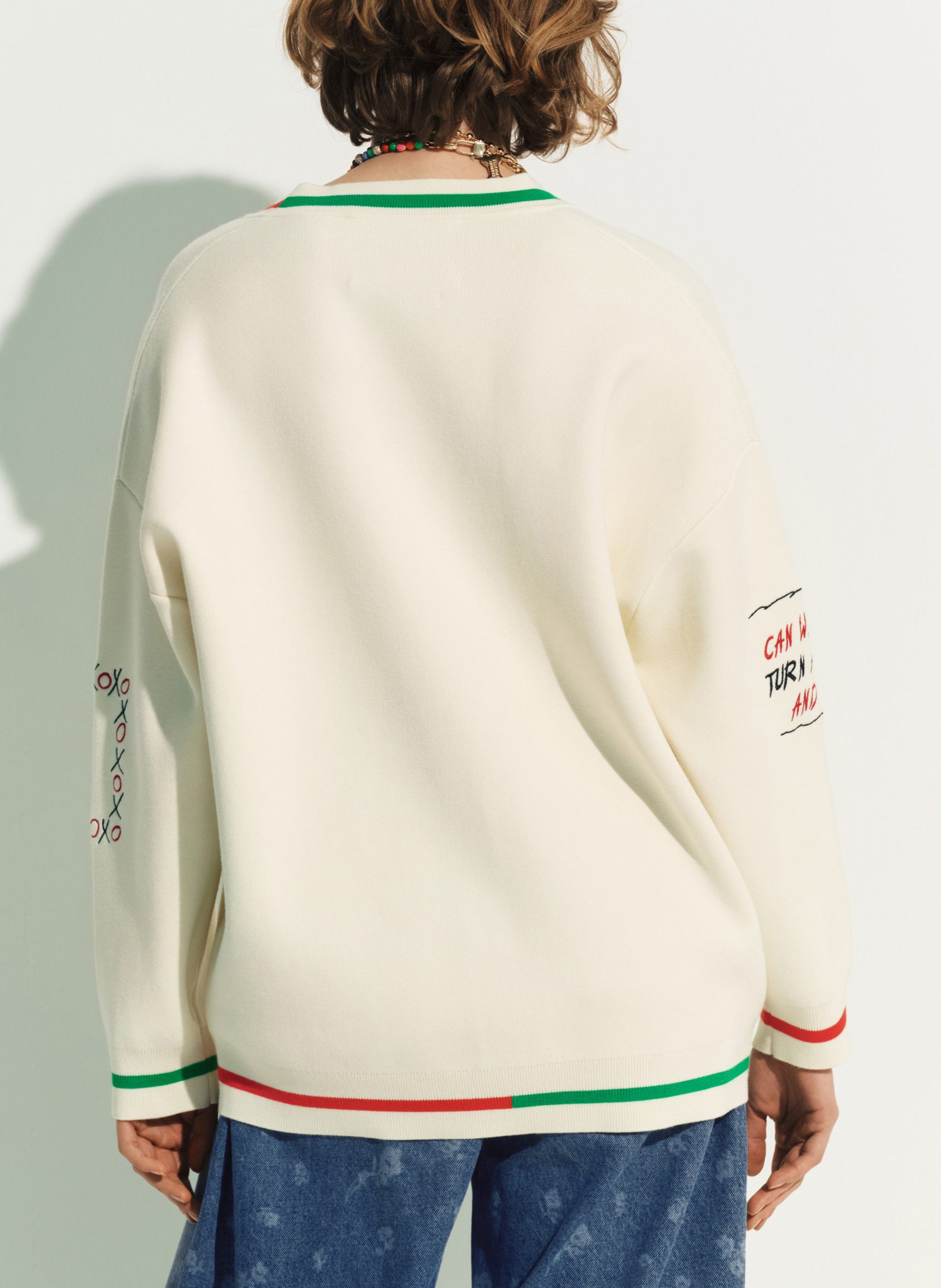 Gilet col v brodé ESSENTIEL ANTWERP Blanc