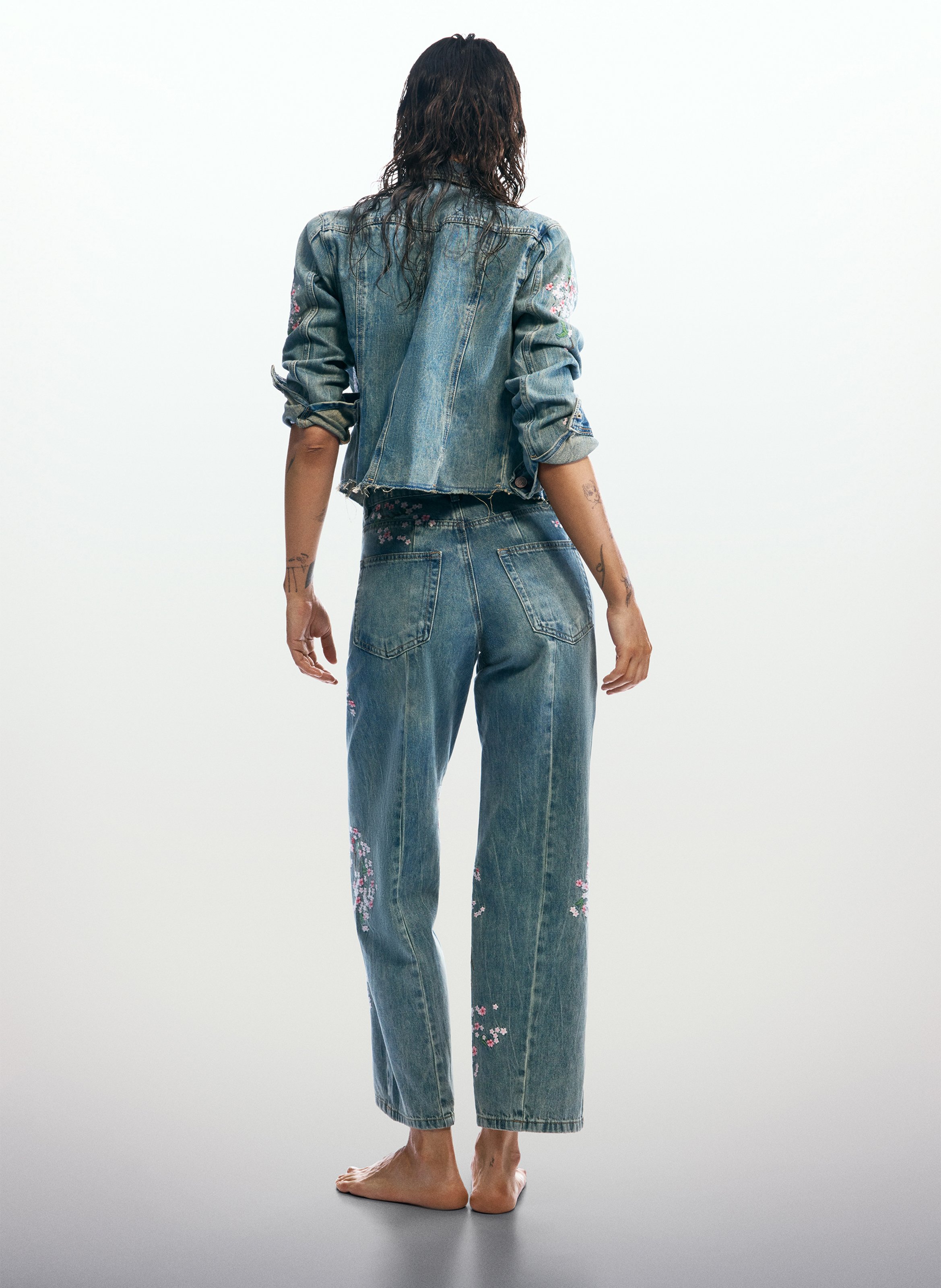 Klassieke katoenen denim jack met kraag DESIGUAL Blauw